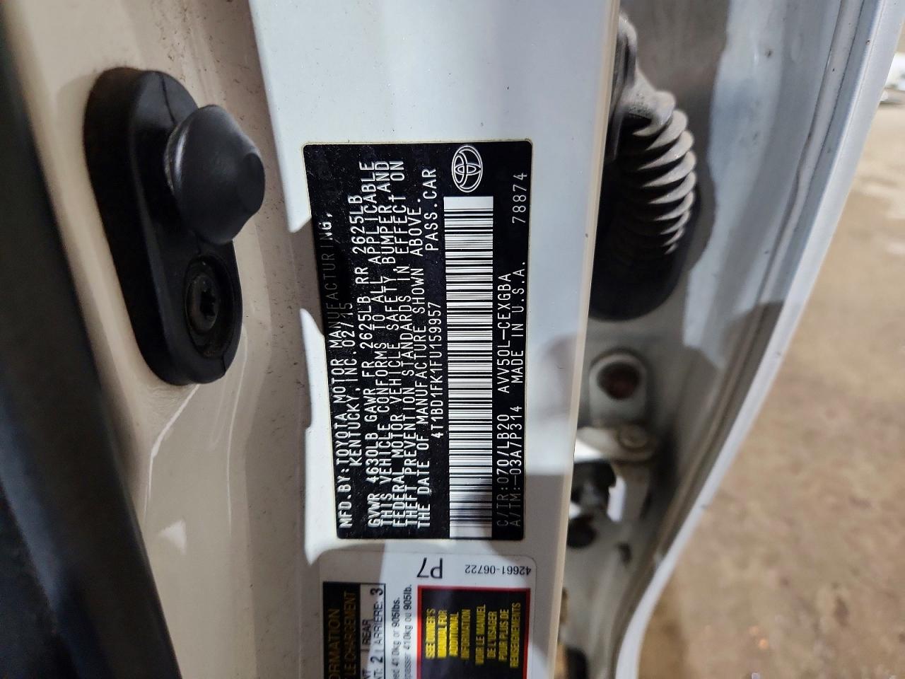 2015 Toyota Camry Hybrid Xle Белый vin: 4T1BD1FK1FU159957