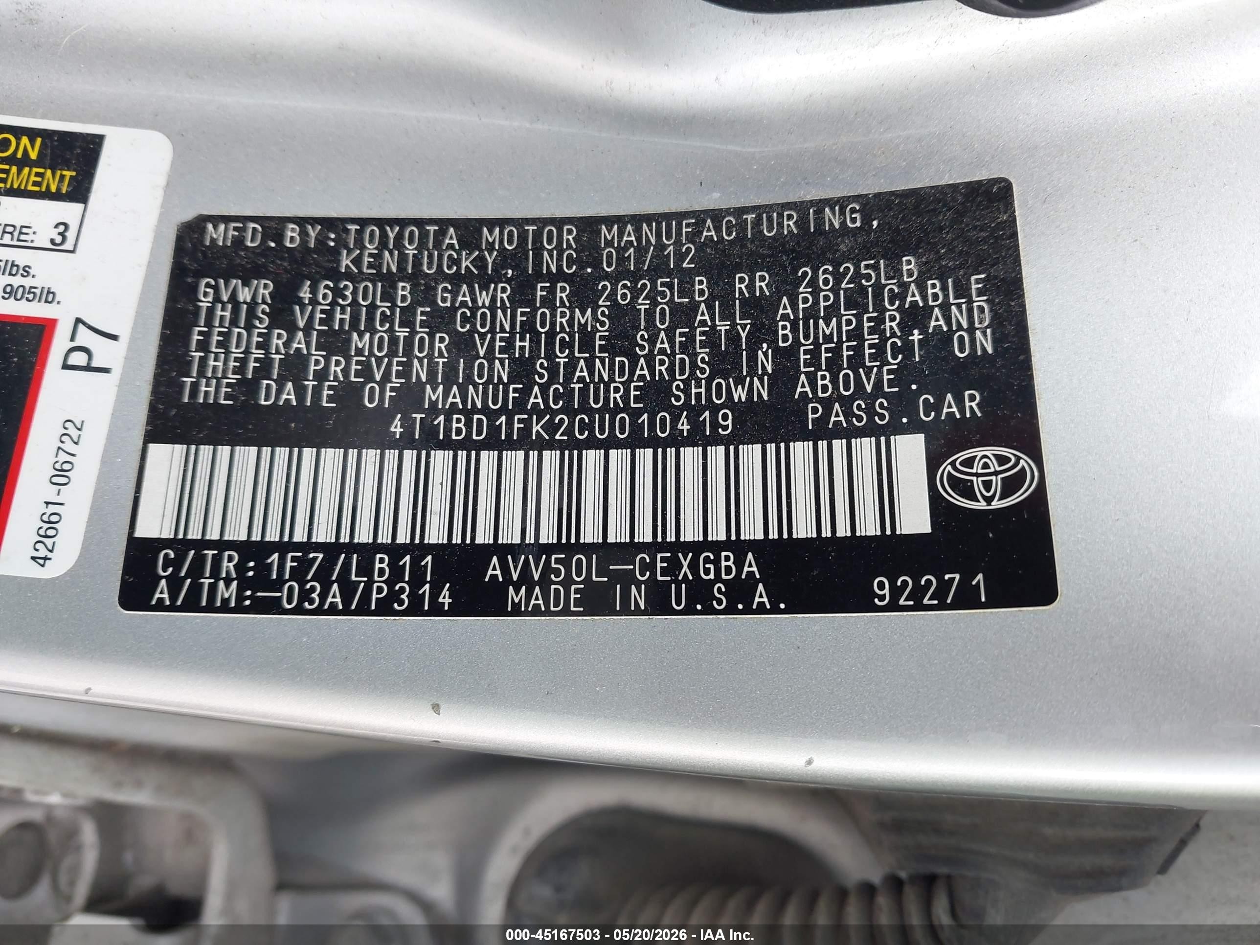 2012 Toyota Camry Hybrid Xle Silver vin: 4T1BD1FK2CU010419