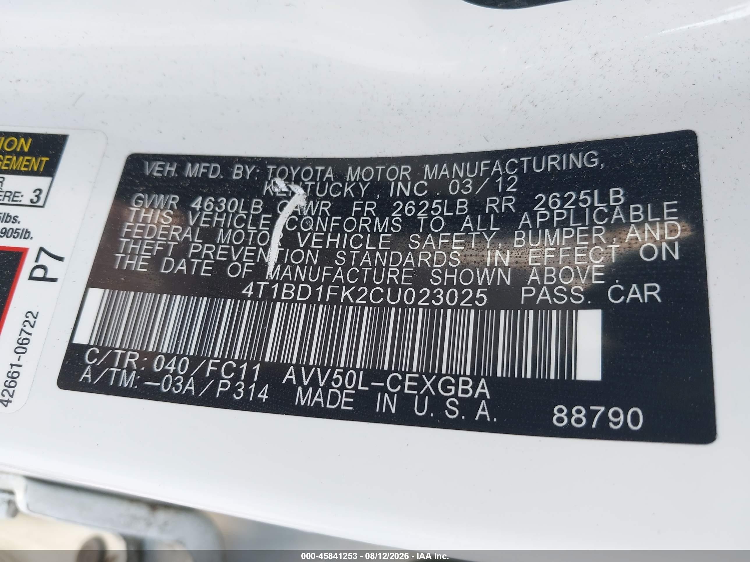 2012 Toyota Camry Hybrid Xle White vin: 4T1BD1FK2CU023025