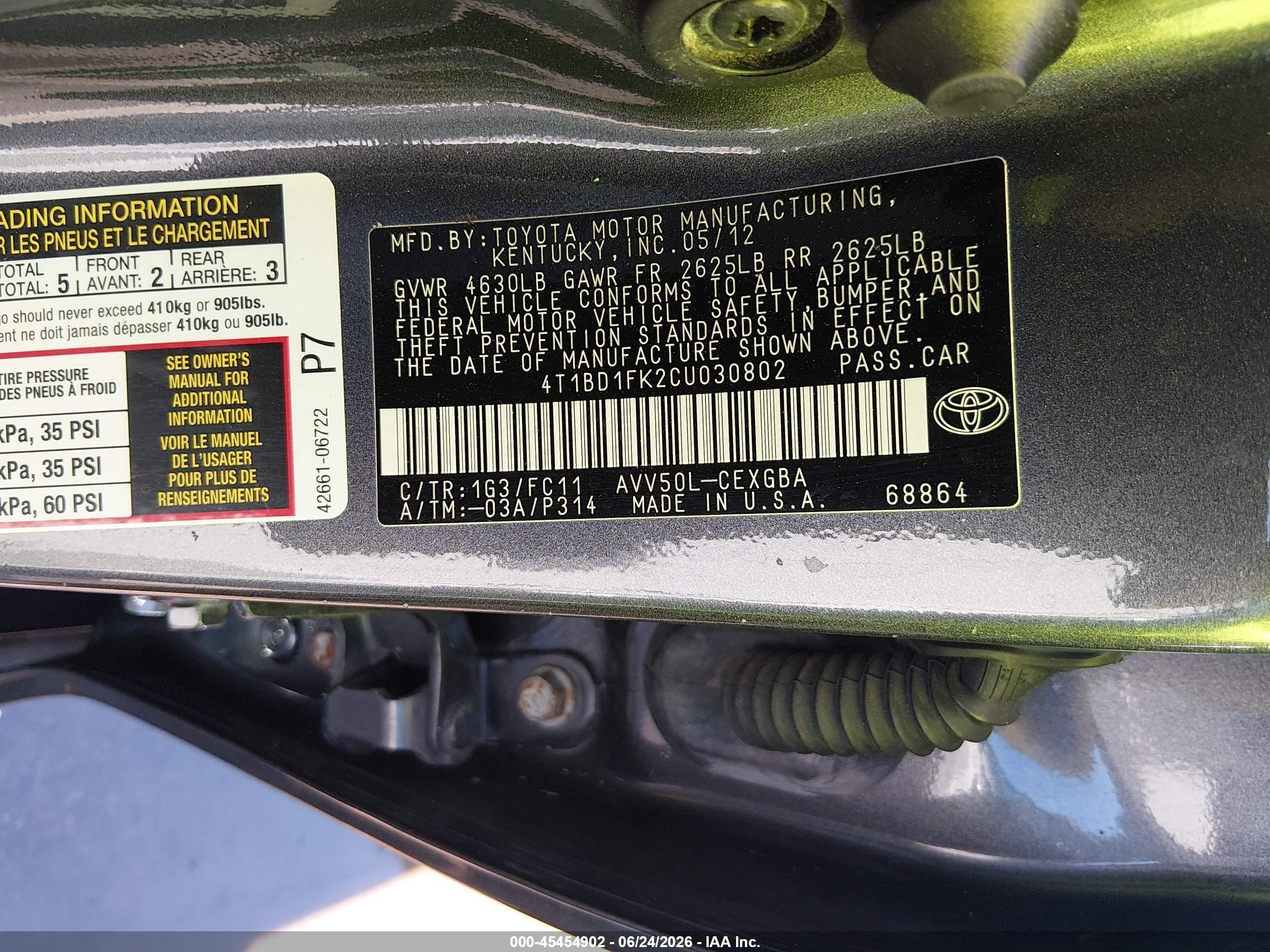 2012 Toyota Camry Hybrid Xle Серый vin: 4T1BD1FK2CU030802