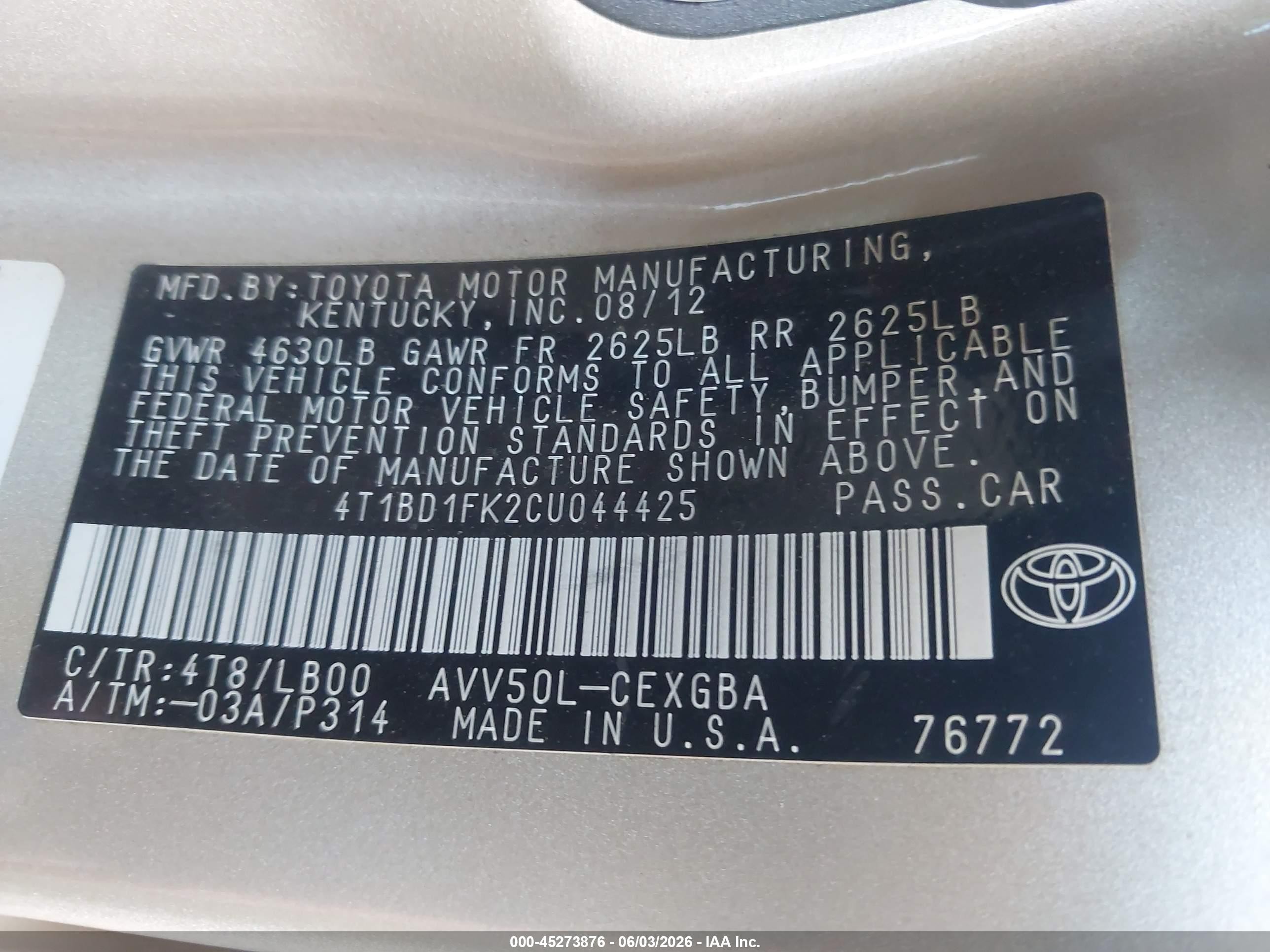 2012 Toyota Camry Hybrid Xle Бежевый vin: 4T1BD1FK2CU044425