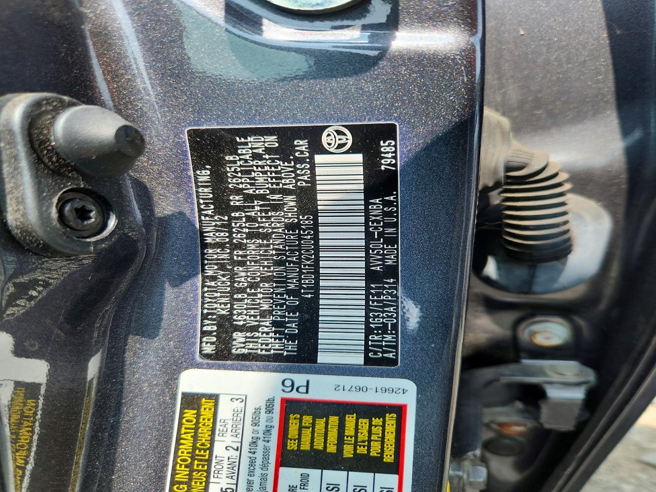 2012 Toyota Camry Hybrid Le Gray vin: 4T1BD1FK2CU045185