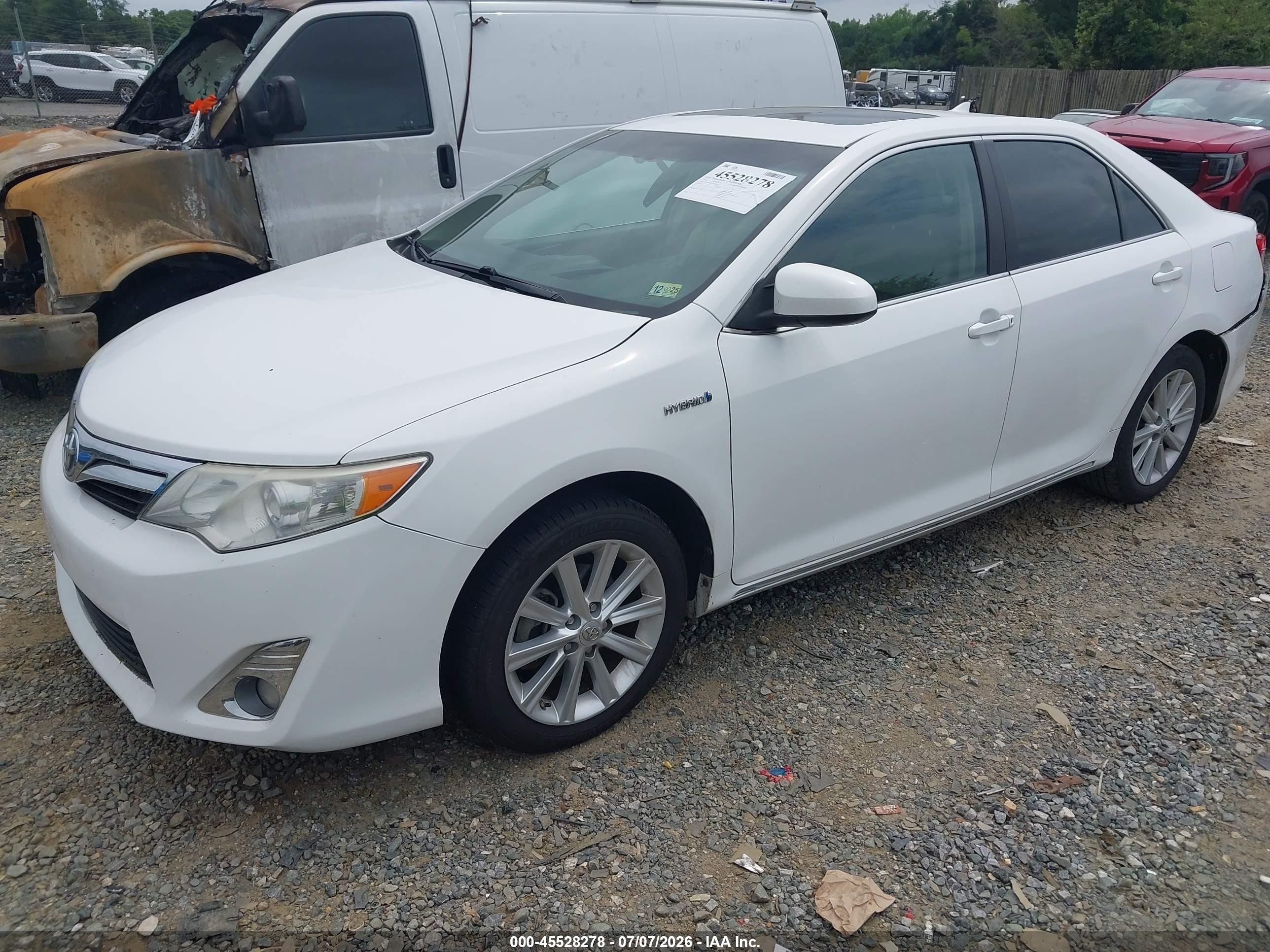 2012 Toyota Camry Hybrid Xle White vin: 4T1BD1FK2CU059135