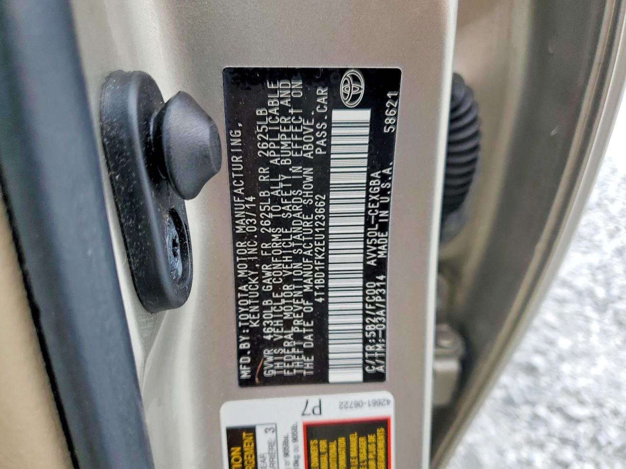 2014 Toyota Camry Hybrid Xle Gold vin: 4T1BD1FK2EU123662