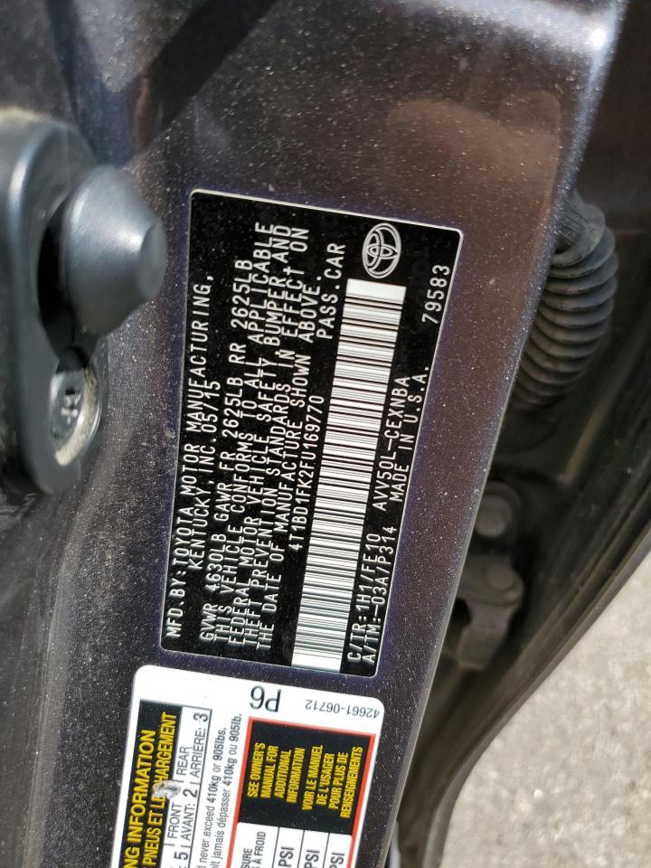 2015 Toyota Camry Hybrid Le Gray vin: 4T1BD1FK2FU169770