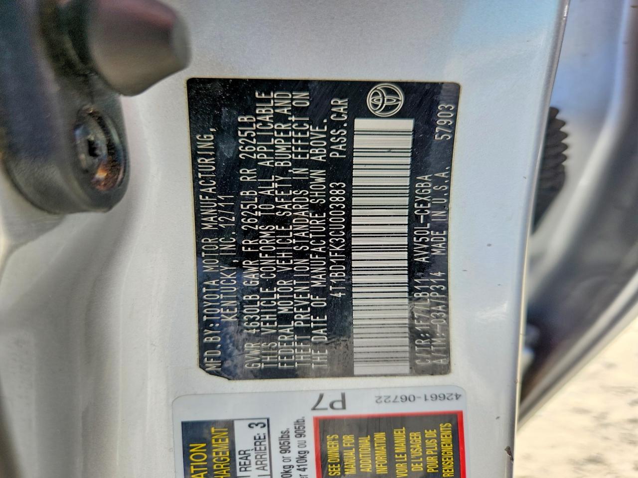 2012 Toyota Camry Hybrid Xle Silver vin: 4T1BD1FK3CU003883