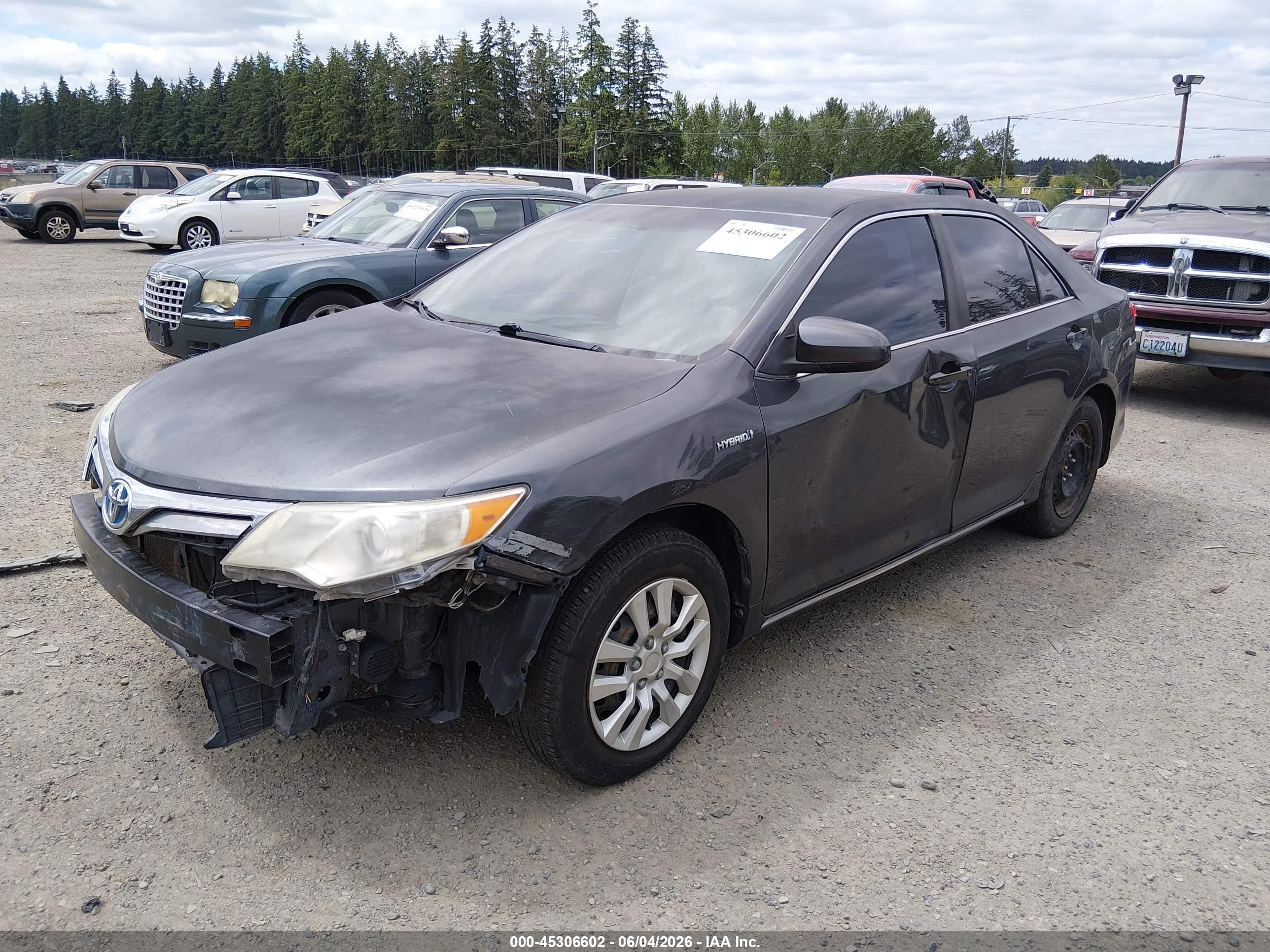 2012 Toyota Camry Hybrid Le Серый vin: 4T1BD1FK3CU031991