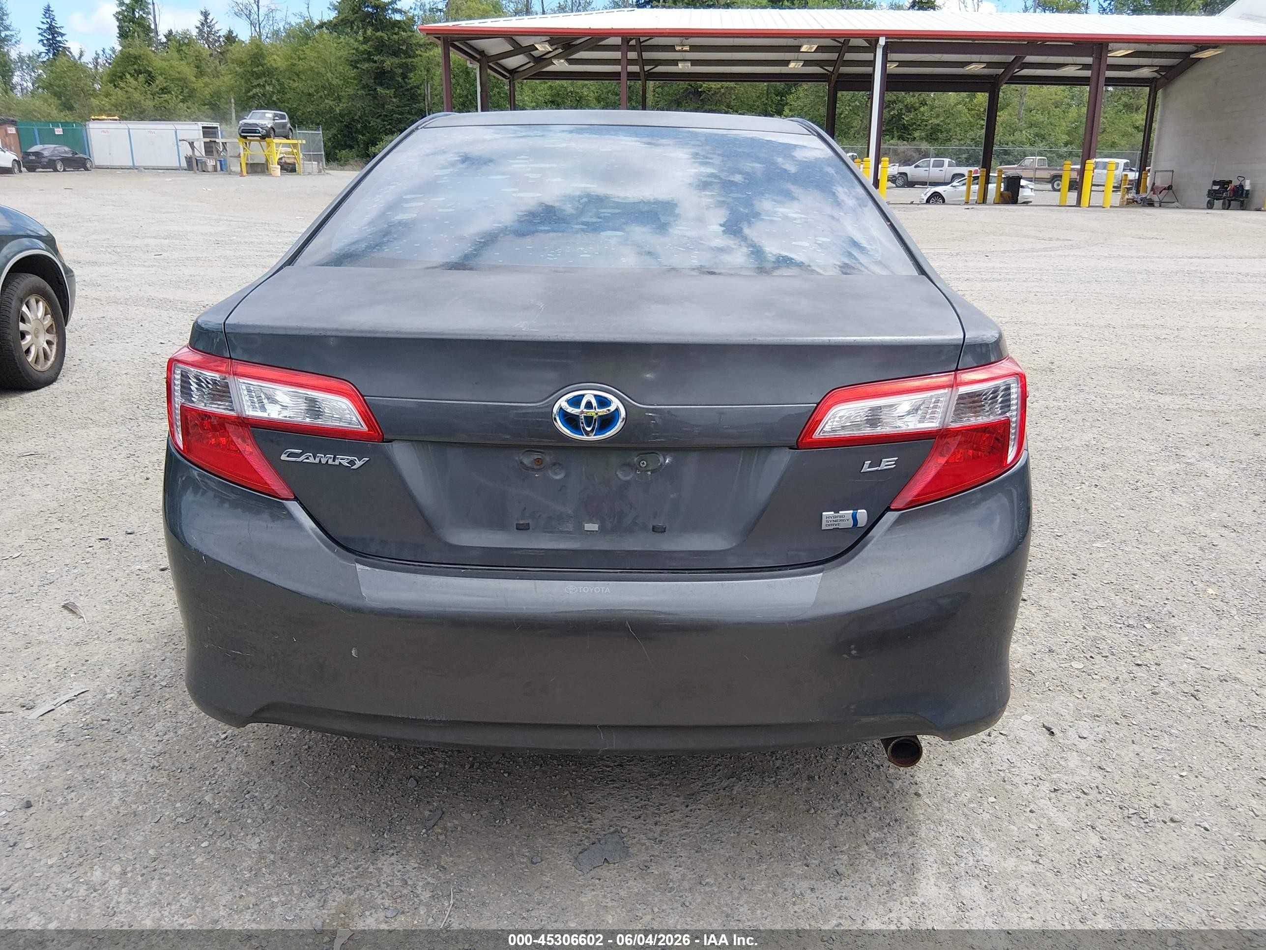 2012 Toyota Camry Hybrid Le Серый vin: 4T1BD1FK3CU031991