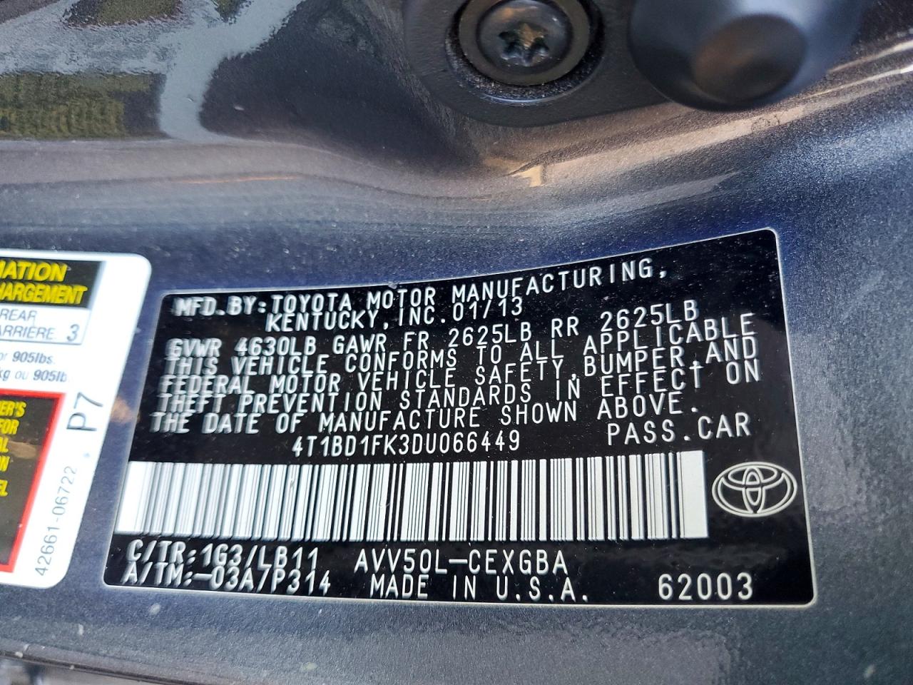 2013 Toyota Camry Hybrid Xle Gray vin: 4T1BD1FK3DU066449