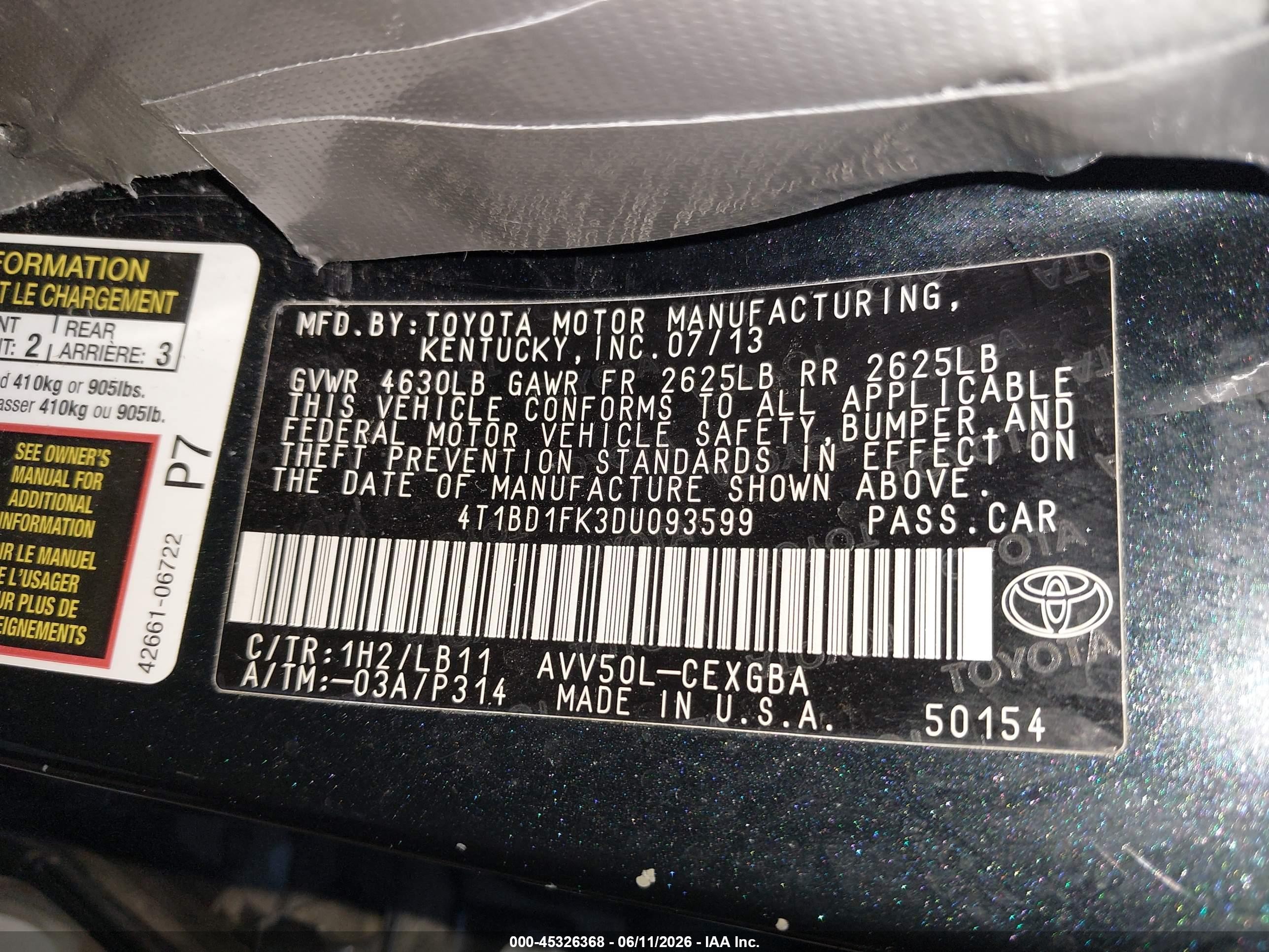 2013 Toyota Camry Hybrid Xle Black vin: 4T1BD1FK3DU093599