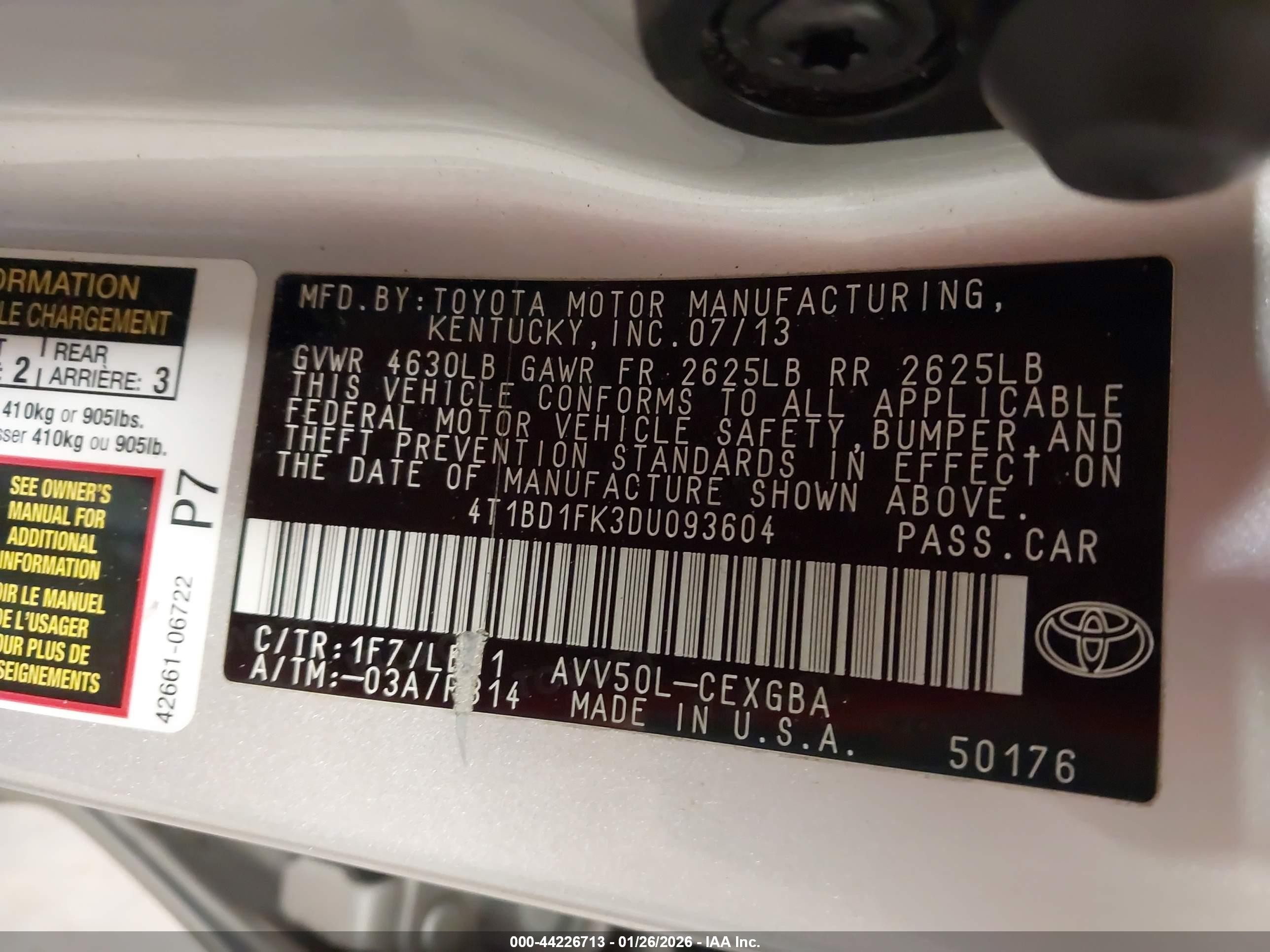2013 Toyota Camry Hybrid Xle Silver vin: 4T1BD1FK3DU093604