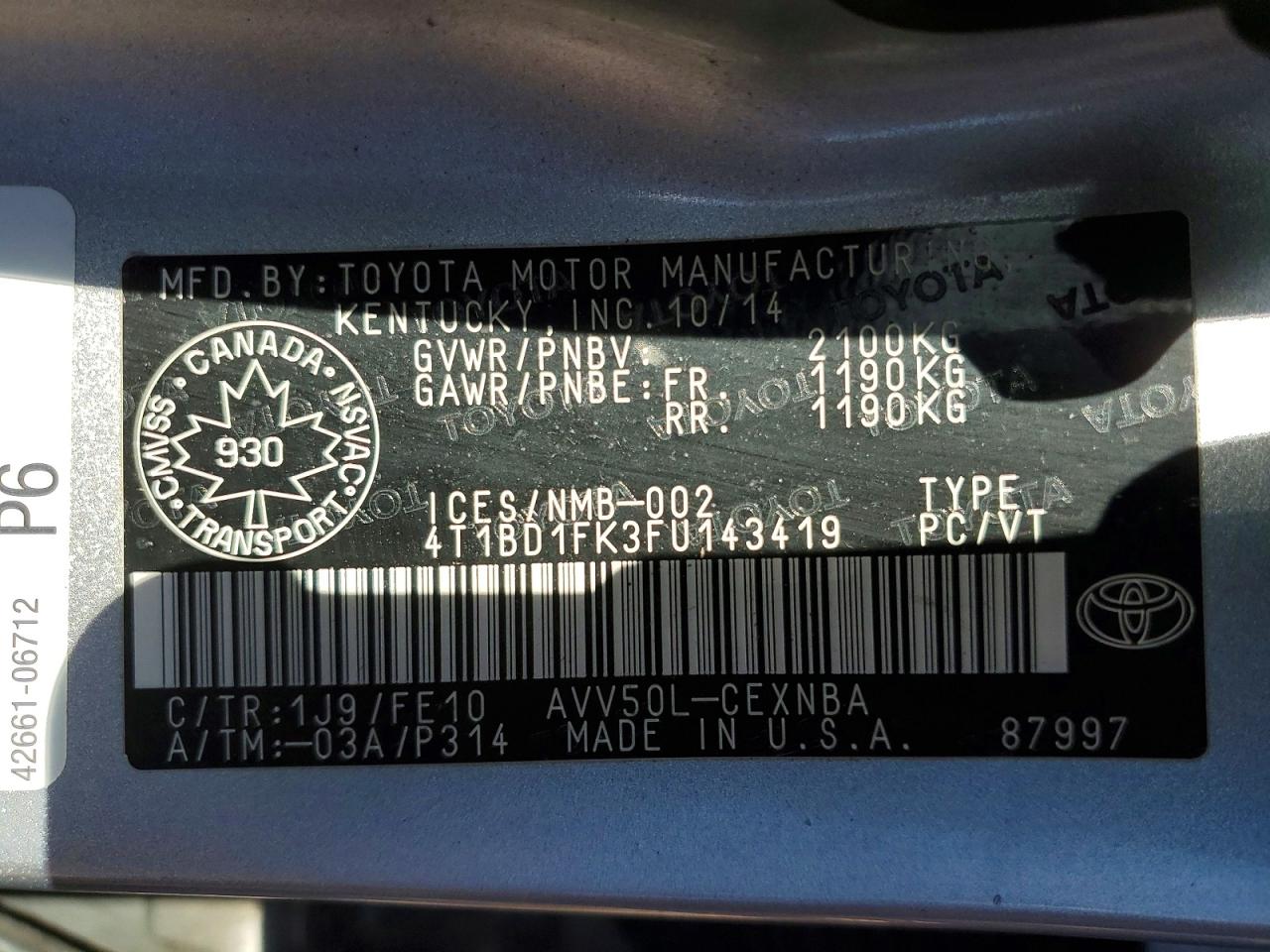 2015 Toyota Camry Hybrid Le Золотой vin: 4T1BD1FK3FU143419