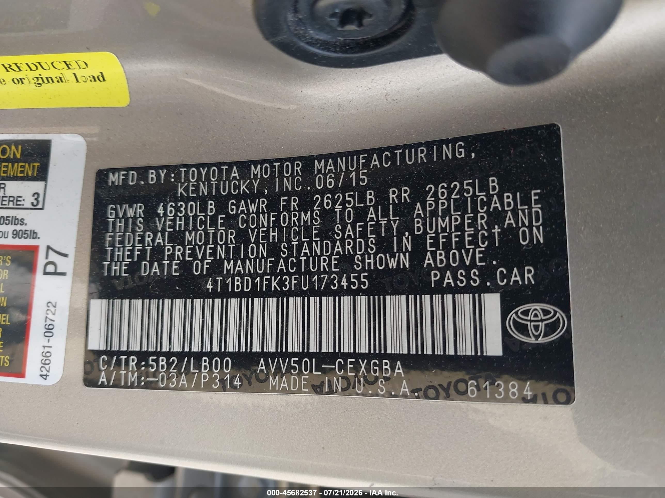 2015 Toyota Camry Hybrid Xle Gold vin: 4T1BD1FK3FU173455