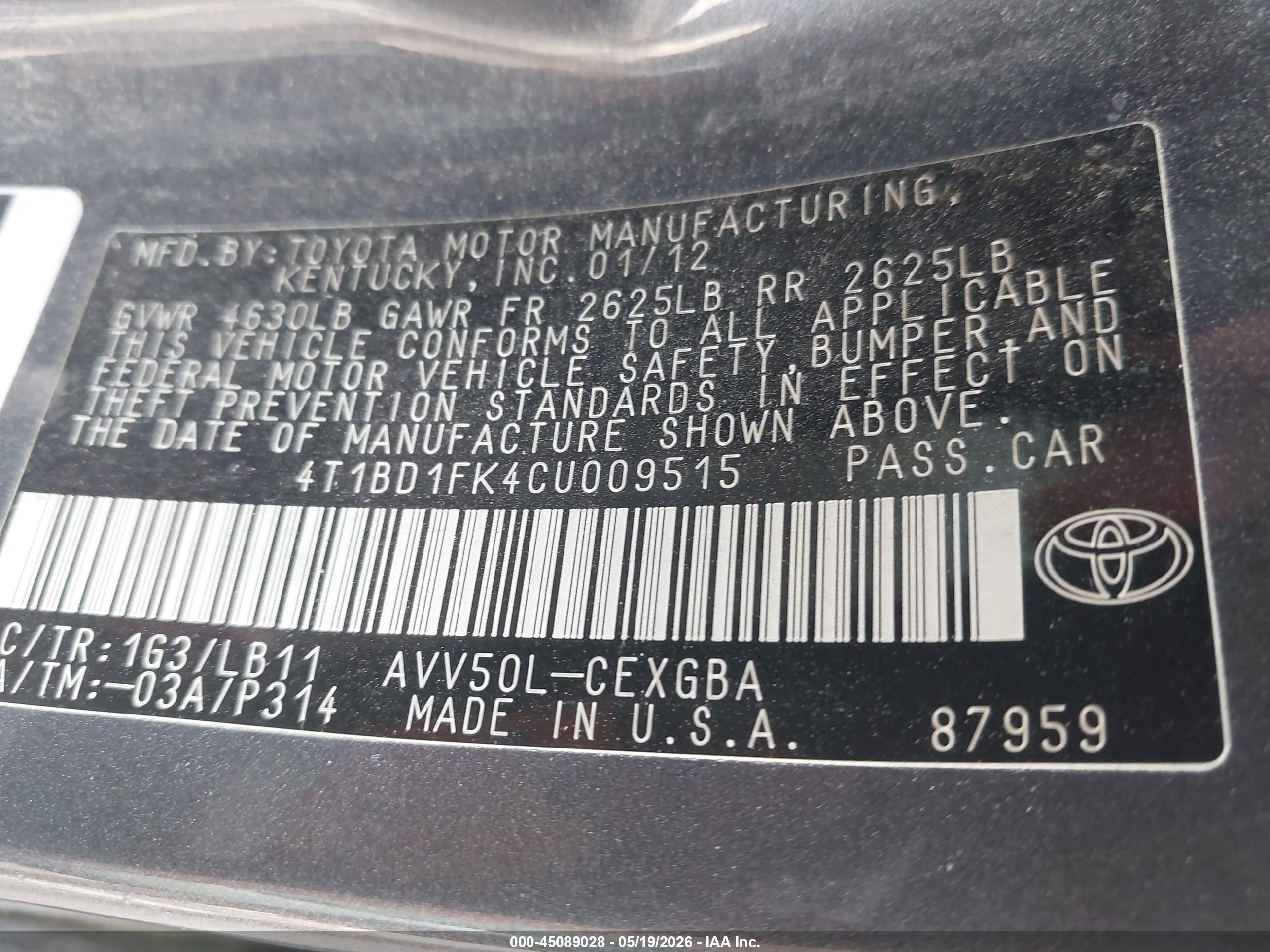 2012 Toyota Camry Hybrid Xle Gray vin: 4T1BD1FK4CU009515