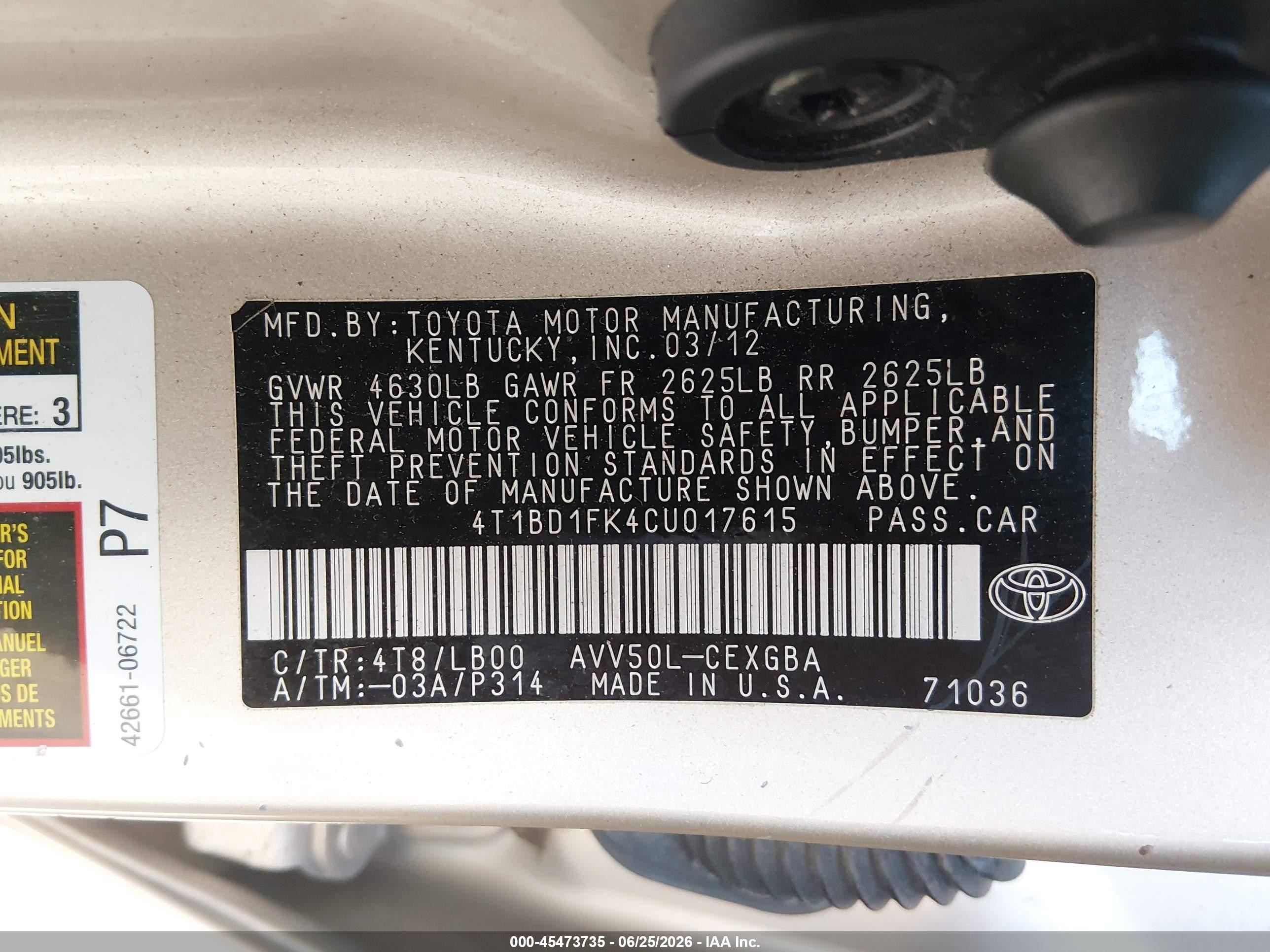 2012 Toyota Camry Hybrid Xle Gold vin: 4T1BD1FK4CU017615