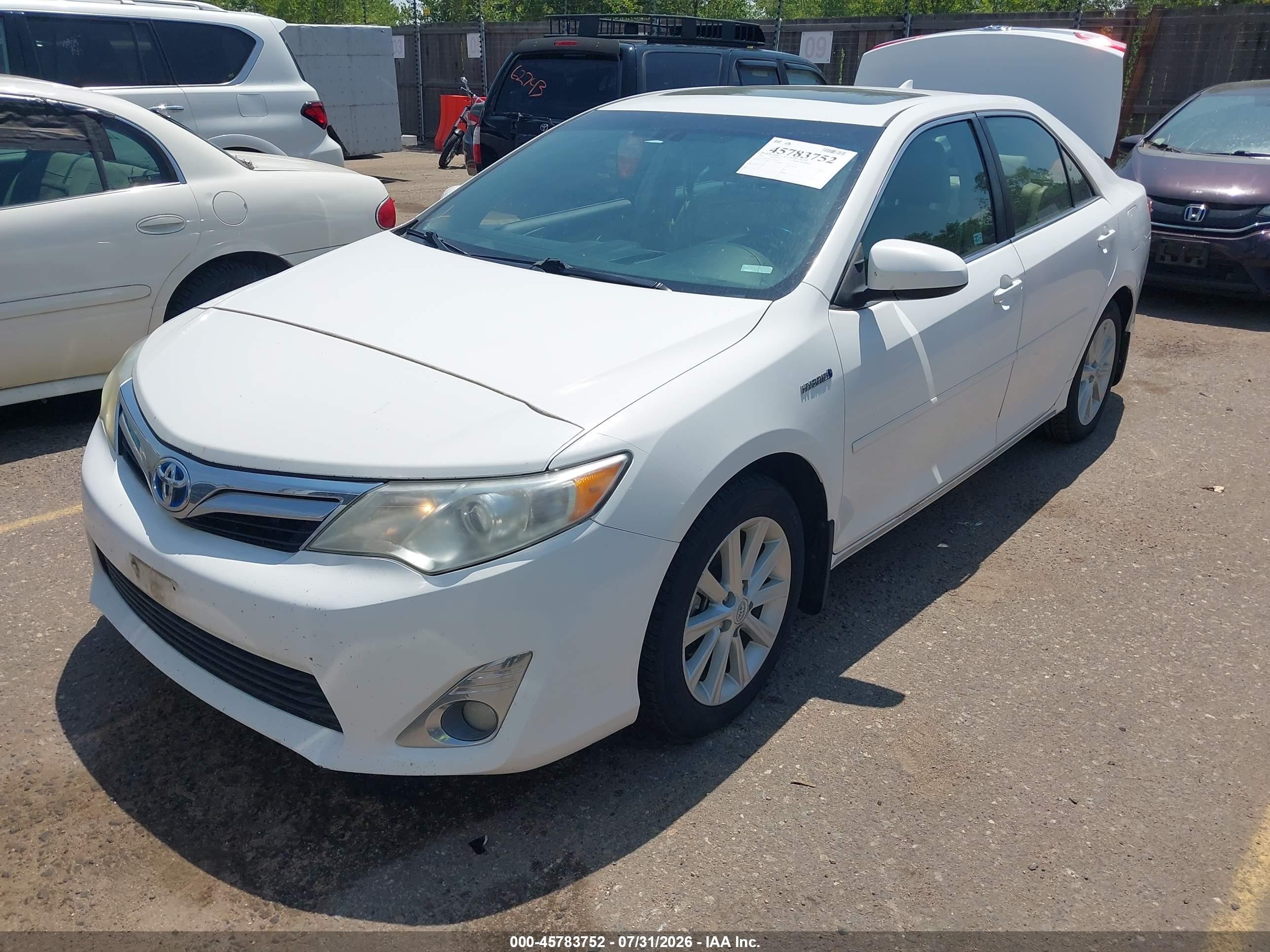 2012 Toyota Camry Hybrid Xle White vin: 4T1BD1FK4CU024712
