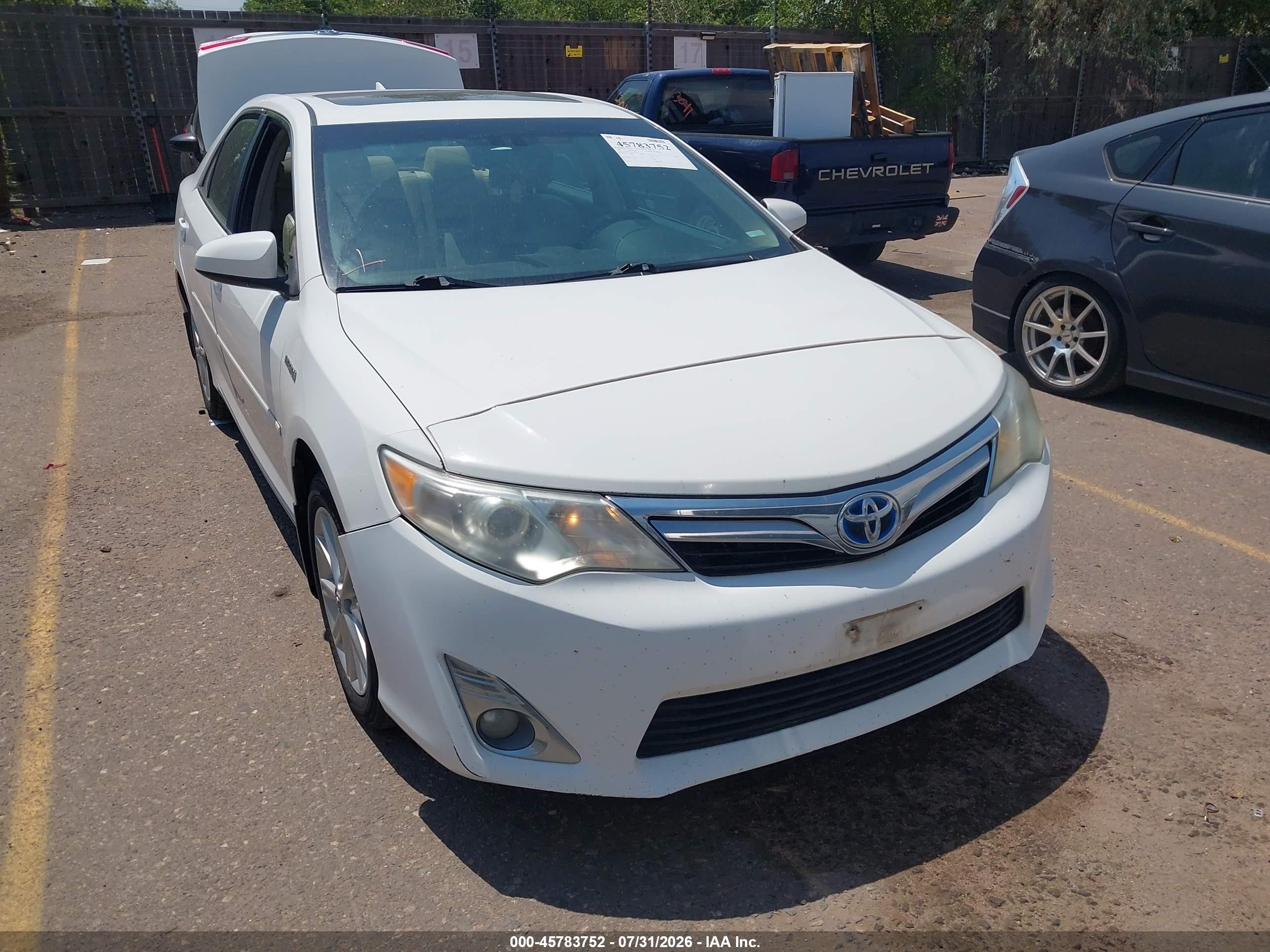 2012 Toyota Camry Hybrid Xle White vin: 4T1BD1FK4CU024712
