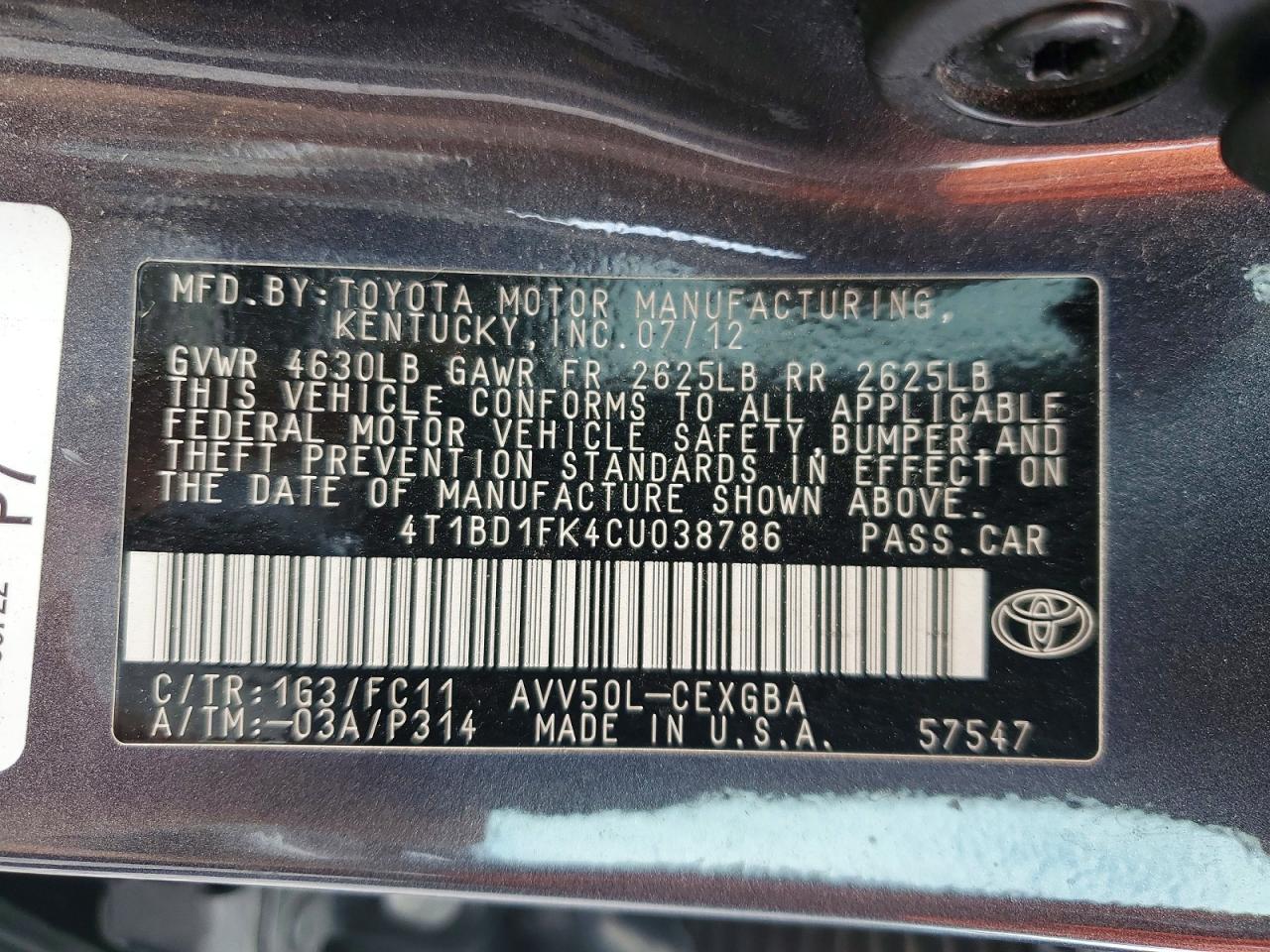 2012 Toyota Camry Hybrid Xle Gray vin: 4T1BD1FK4CU038786