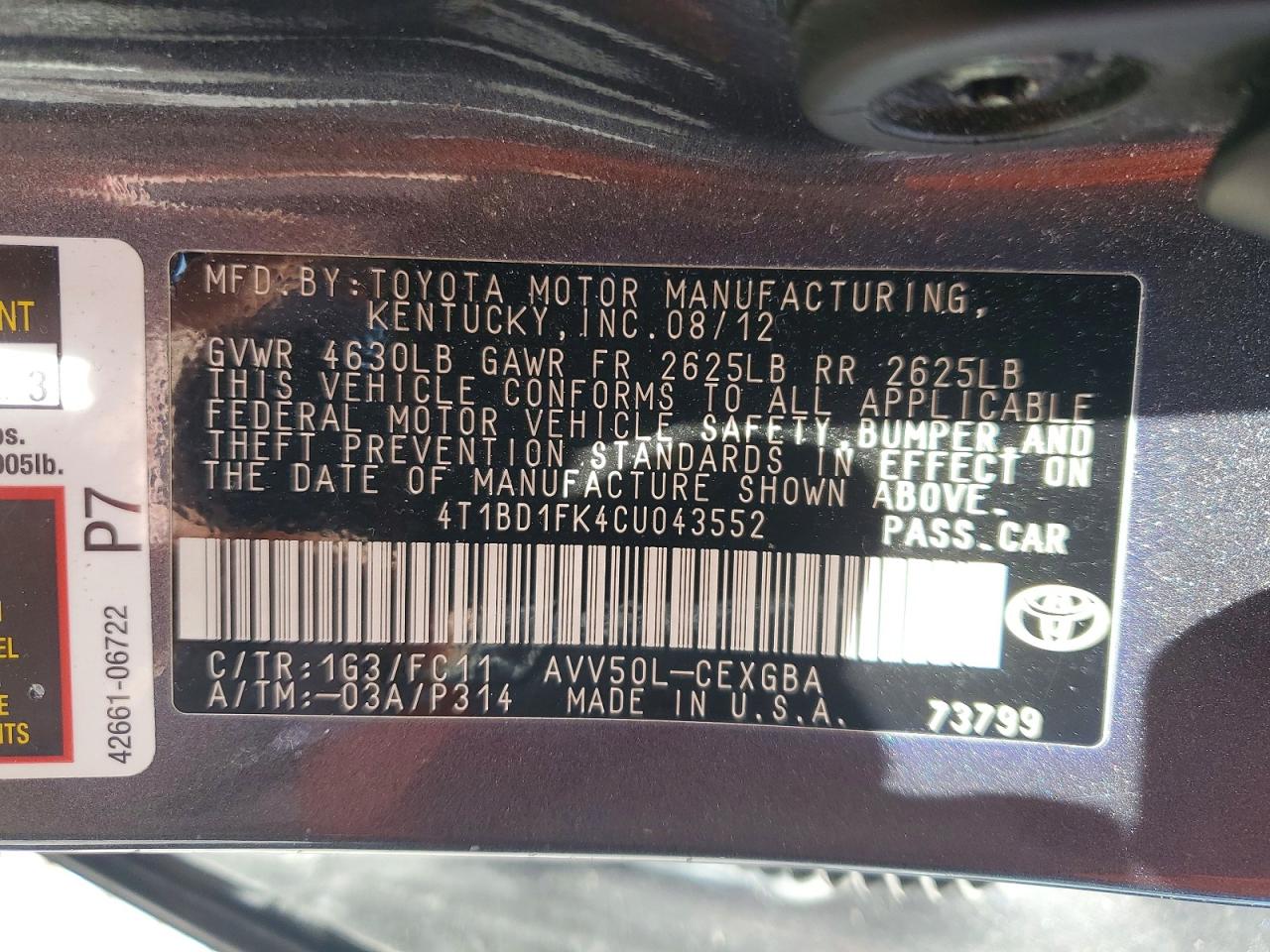 2012 Toyota Camry Hybrid Xle Gray vin: 4T1BD1FK4CU043552