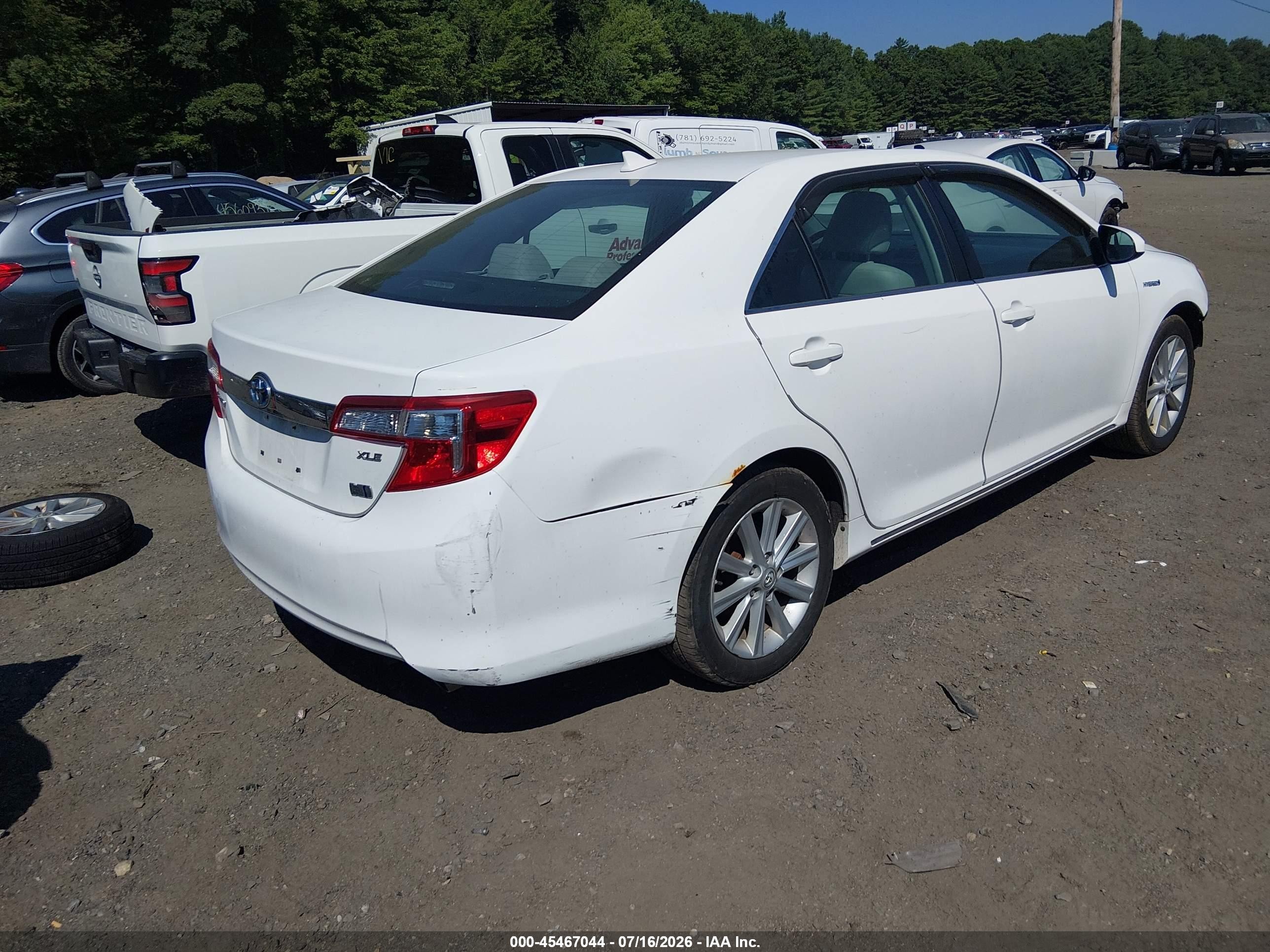 2013 Toyota Camry Hybrid Xle White vin: 4T1BD1FK4DU067688