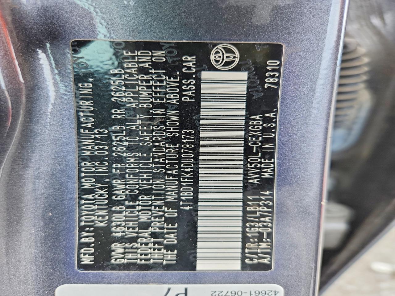 2013 Toyota Camry Hybrid Xle Gray vin: 4T1BD1FK4DU078173