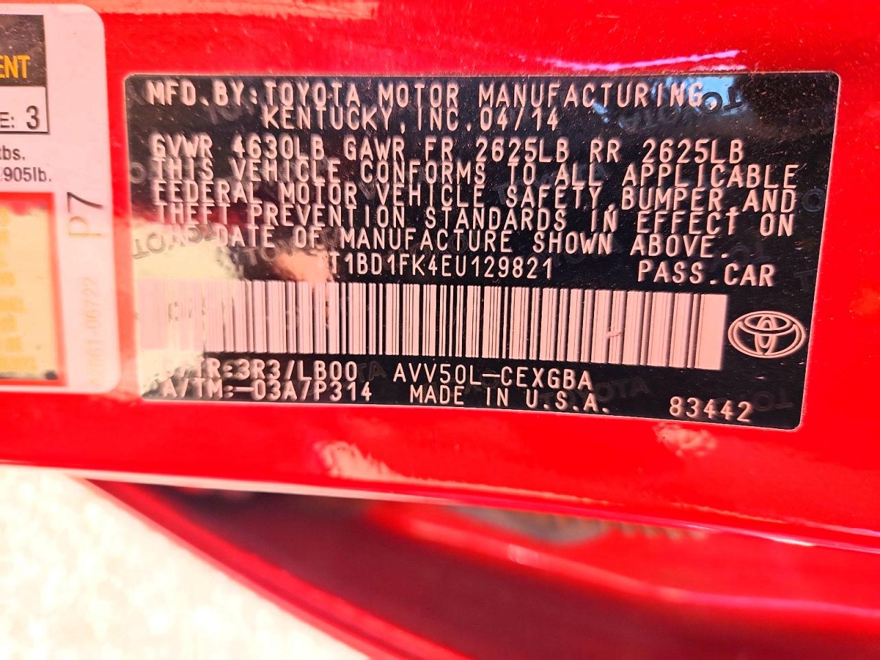 2014 Toyota Camry Hybrid Xle Red vin: 4T1BD1FK4EU129821
