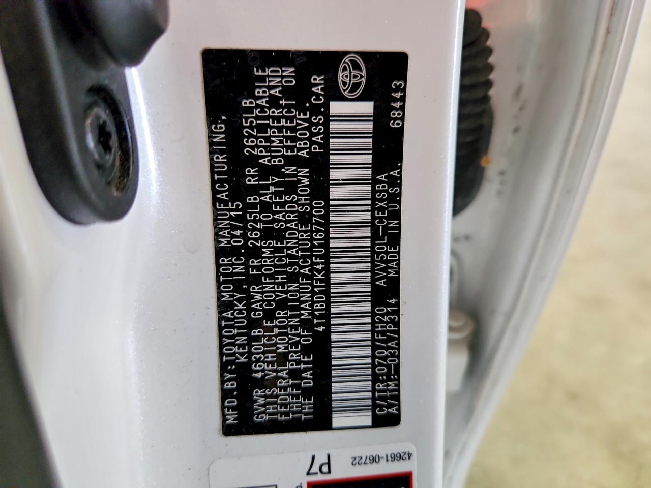2015 Toyota Camry Hybrid Se White vin: 4T1BD1FK4FU167700