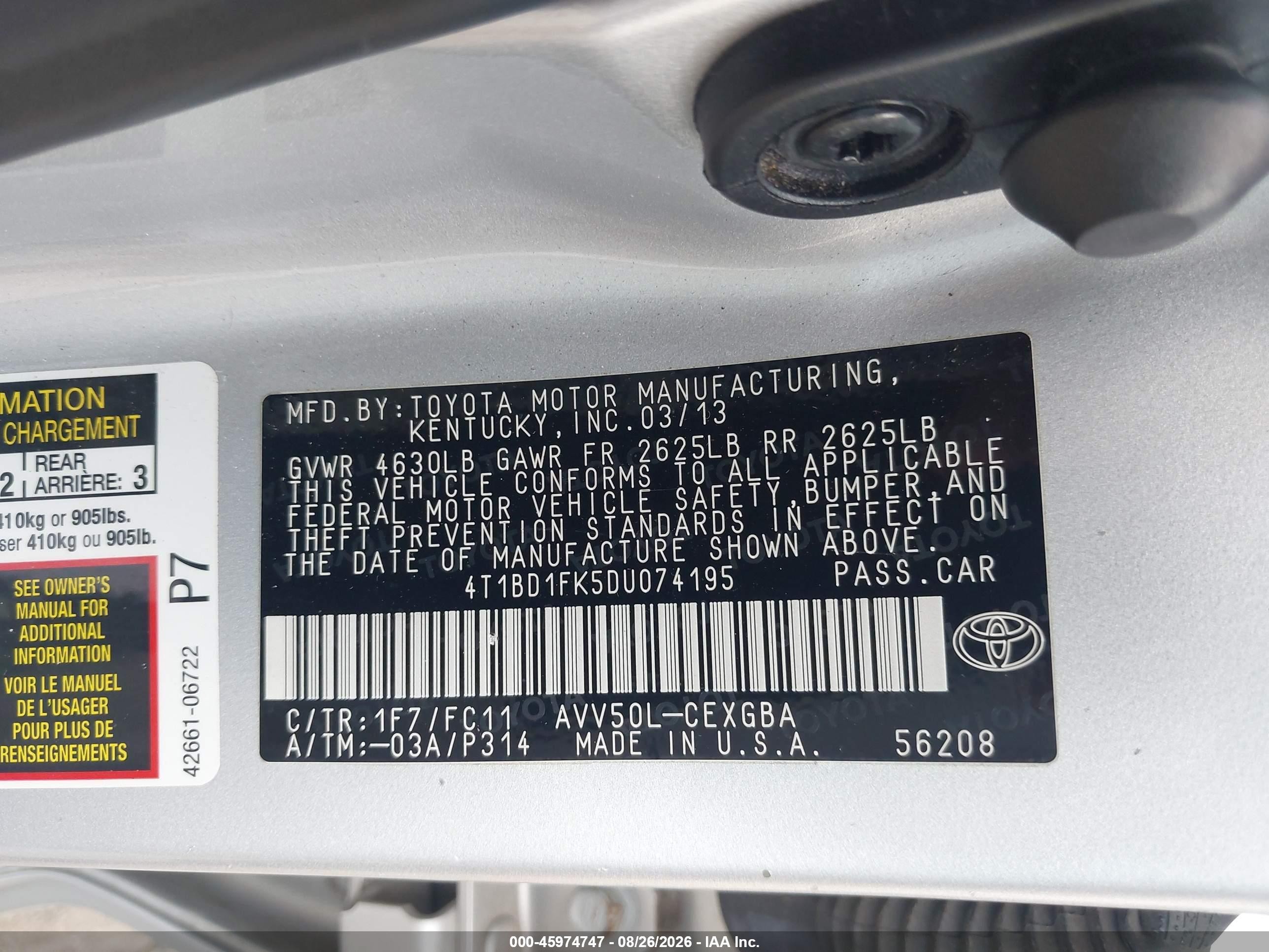2013 Toyota Camry Hybrid Xle Silver vin: 4T1BD1FK5DU074195