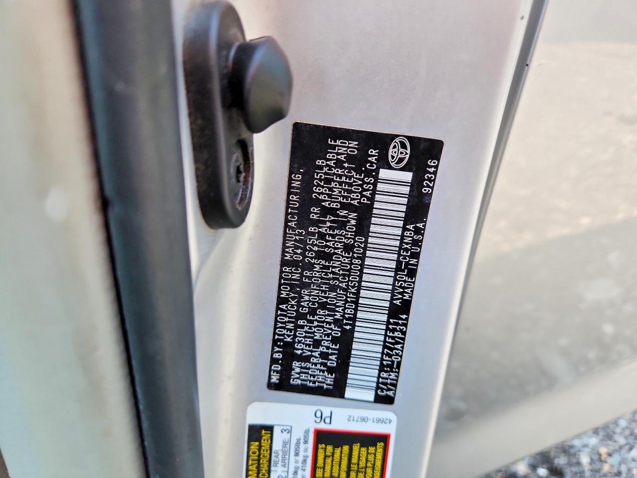 2013 Toyota Camry Hybrid Le Silver vin: 4T1BD1FK5DU081020