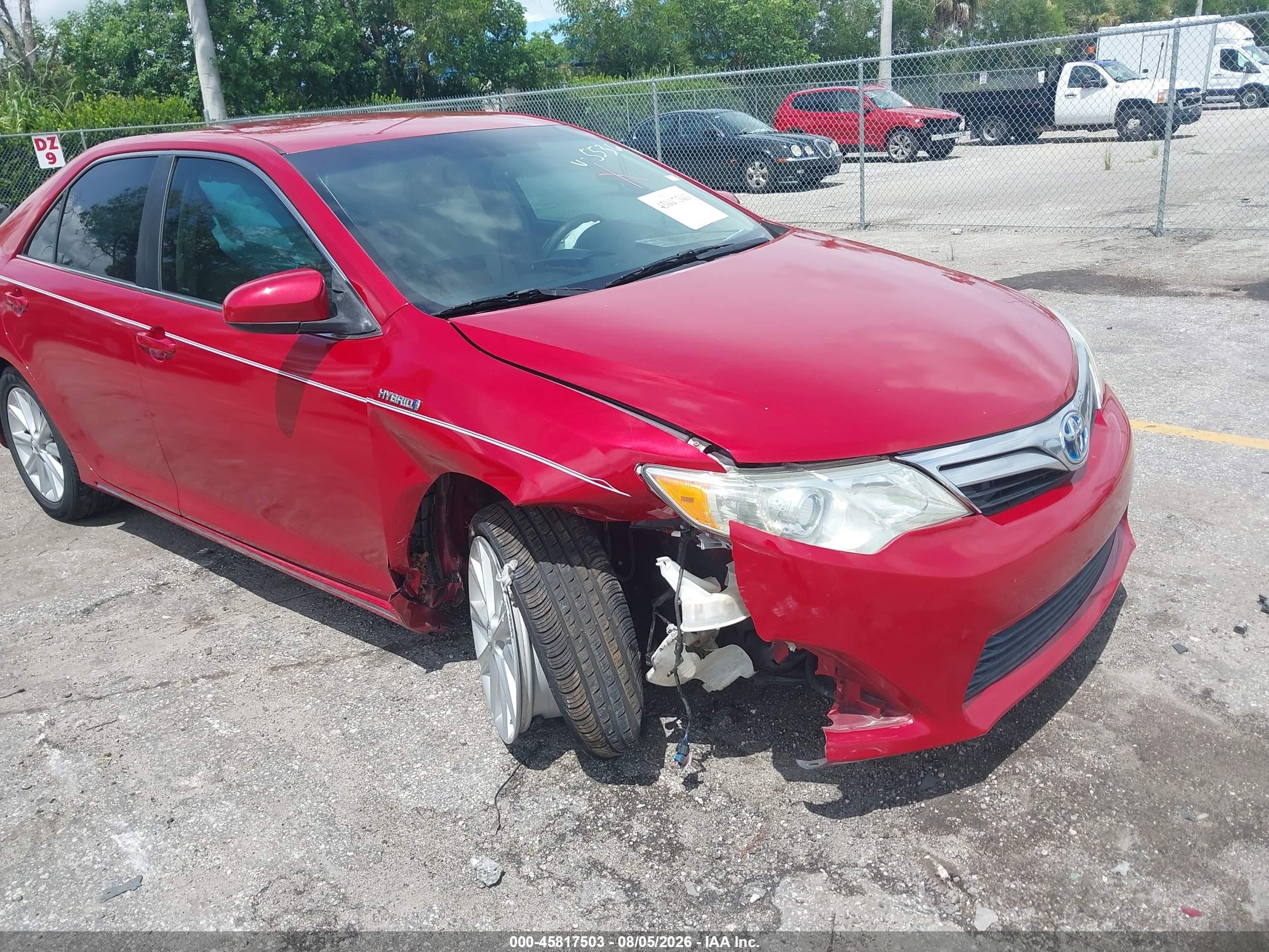 2013 Toyota Camry Hybrid Xle Red vin: 4T1BD1FK5DU085536