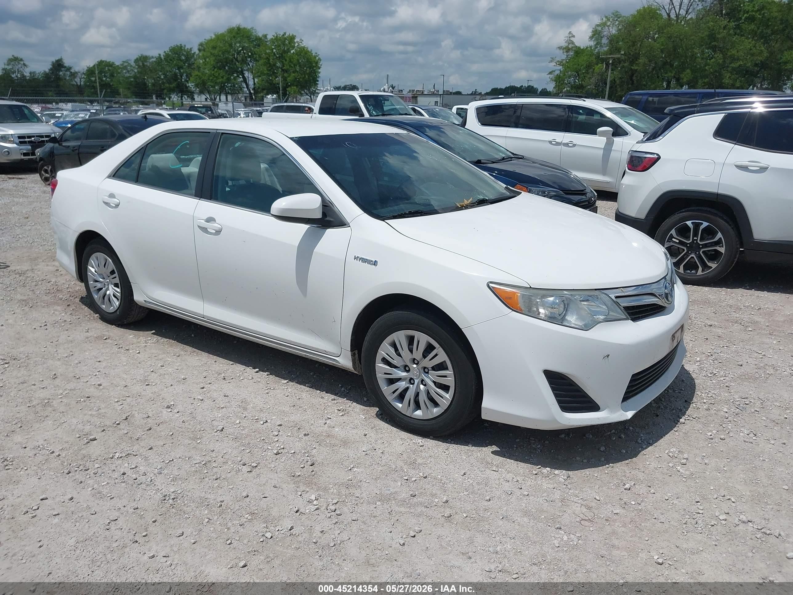 2013 Toyota Camry Hybrid Le White vin: 4T1BD1FK5DU096536