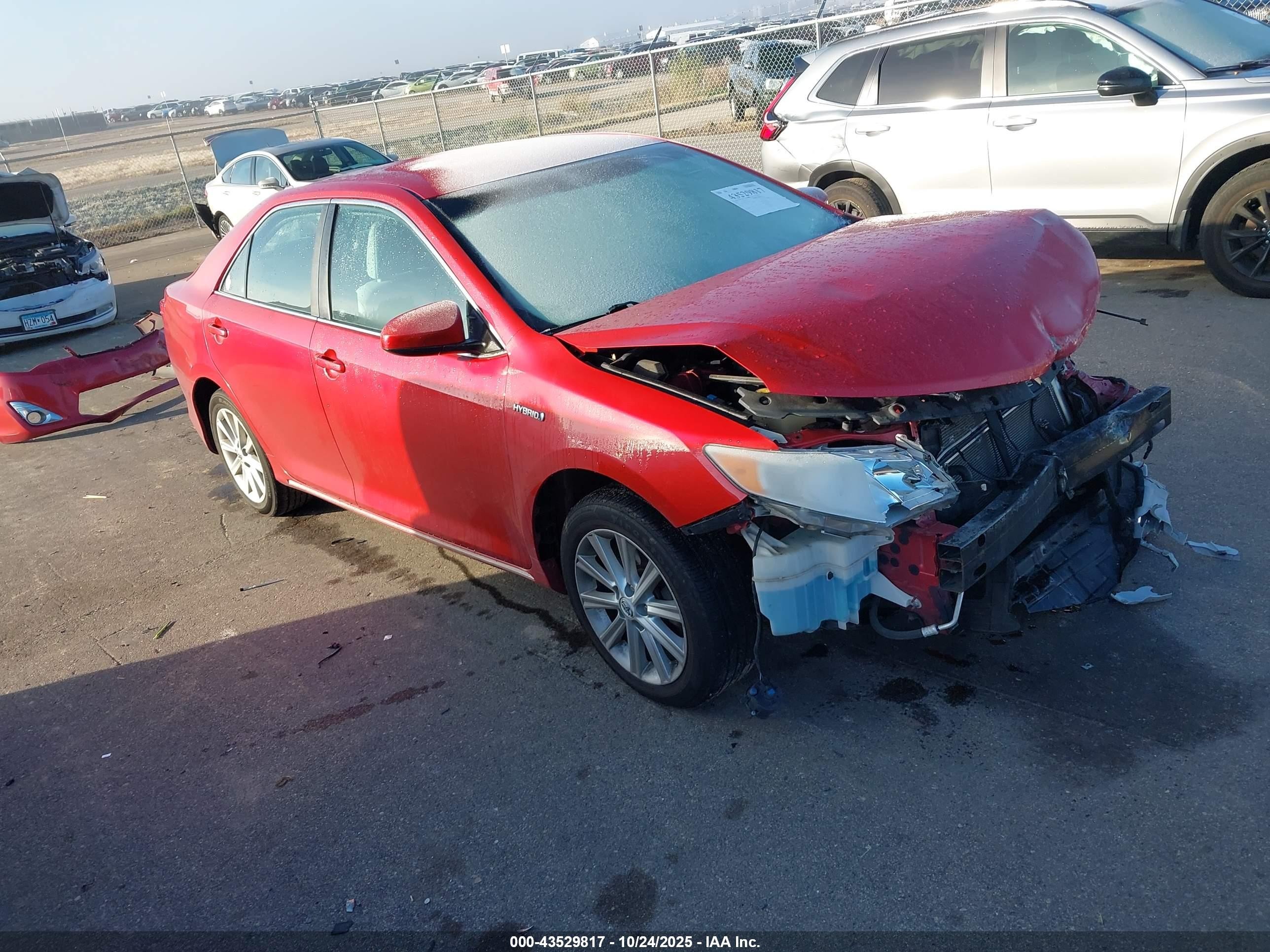 2012 Toyota Camry Hybrid Xle Red vin: 4T1BD1FK6CU015252