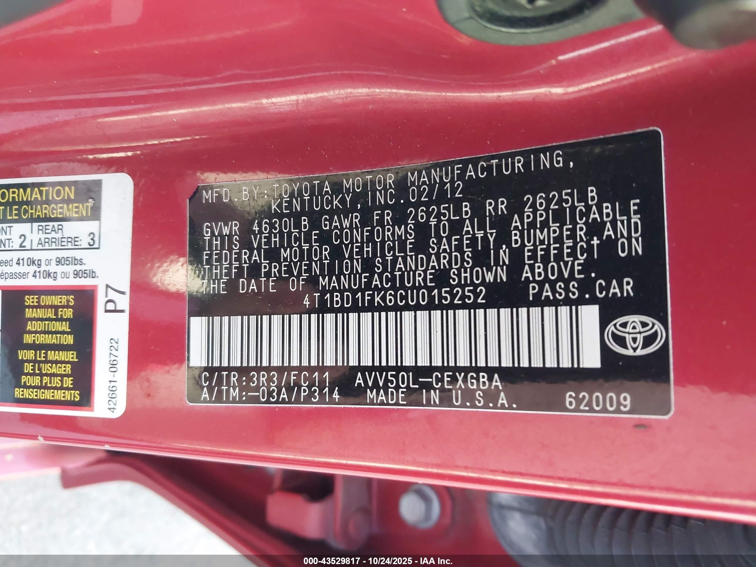 2012 Toyota Camry Hybrid Xle Red vin: 4T1BD1FK6CU015252