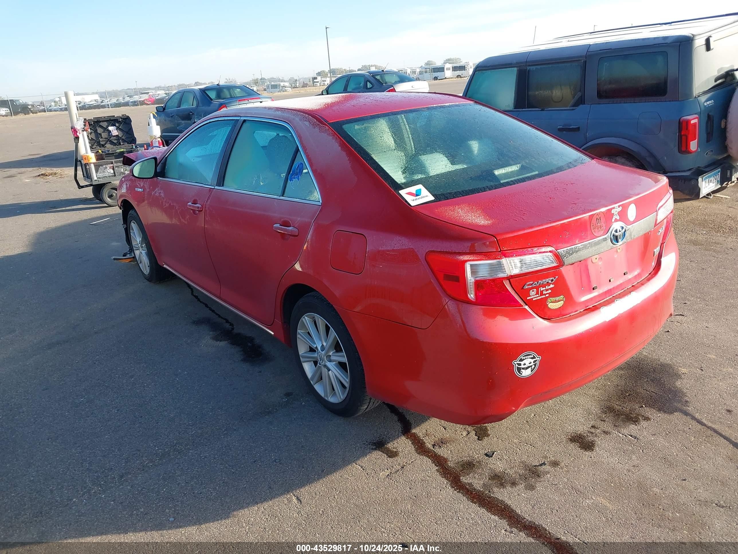 2012 Toyota Camry Hybrid Xle Red vin: 4T1BD1FK6CU015252