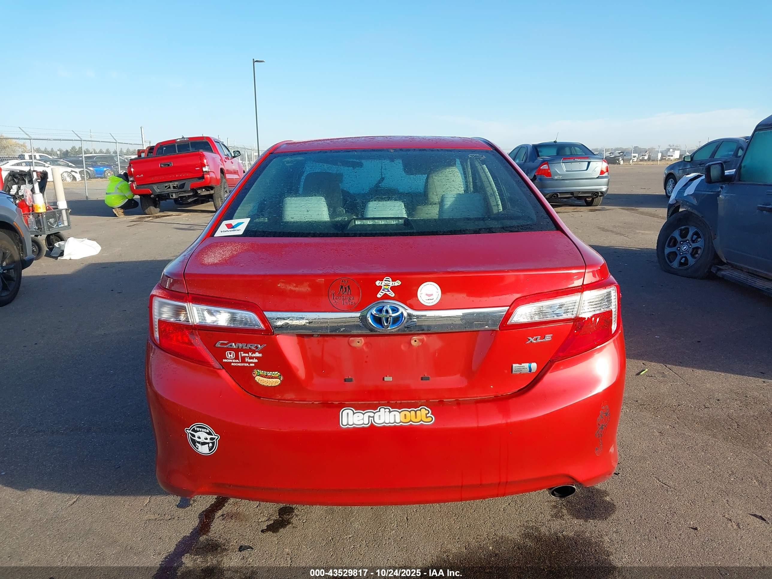 2012 Toyota Camry Hybrid Xle Red vin: 4T1BD1FK6CU015252