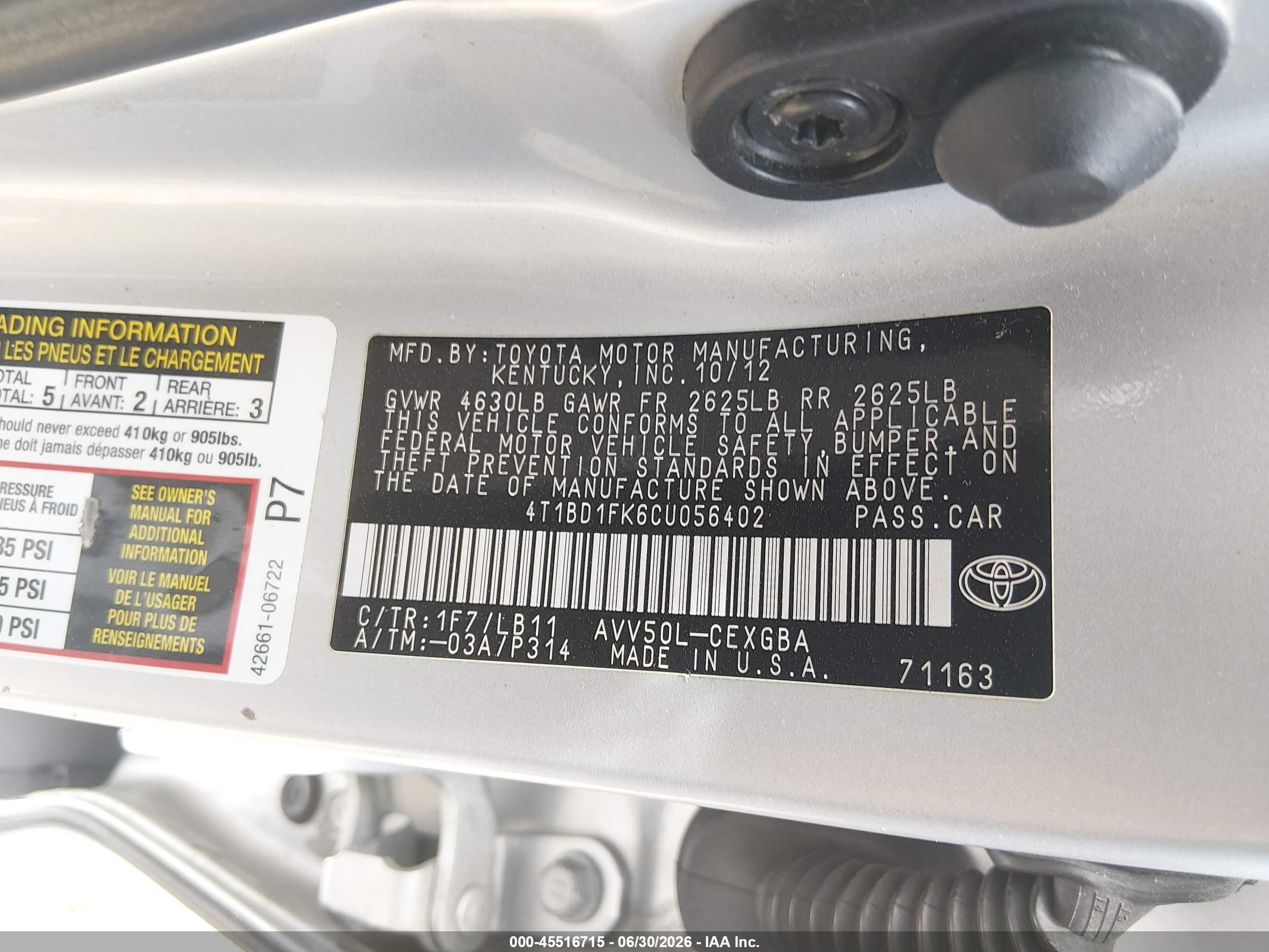 2012 Toyota Camry Hybrid Xle Silver vin: 4T1BD1FK6CU056402