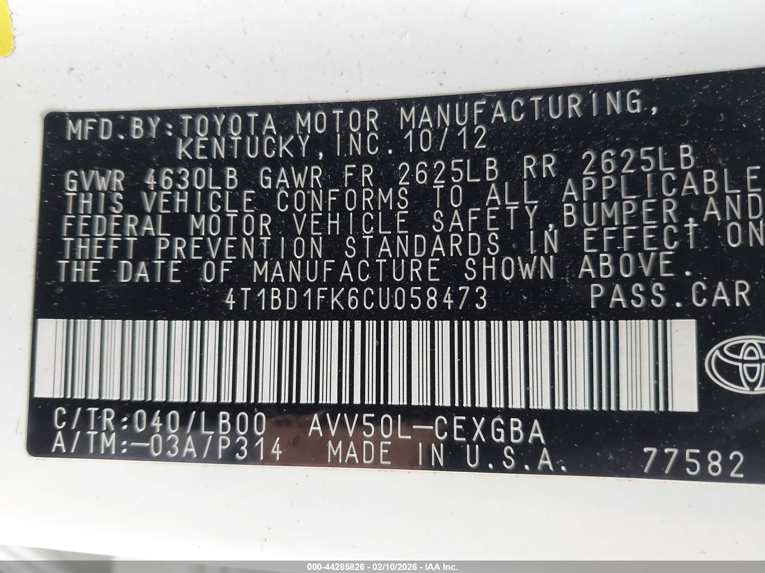 2012 Toyota Camry Hybrid Xle White vin: 4T1BD1FK6CU058473
