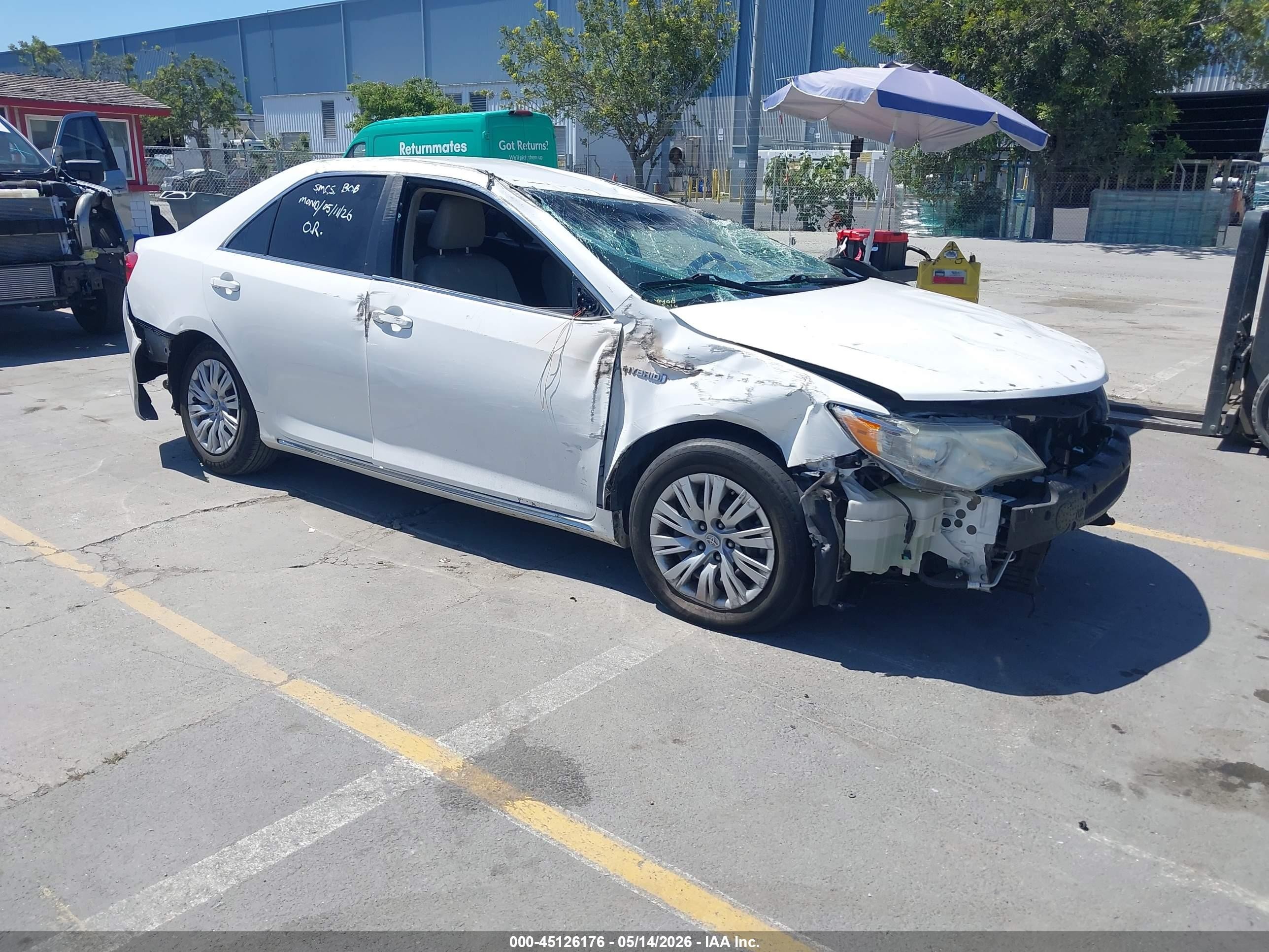 2012 Toyota Camry Hybrid Le White vin: 4T1BD1FK6CU061230