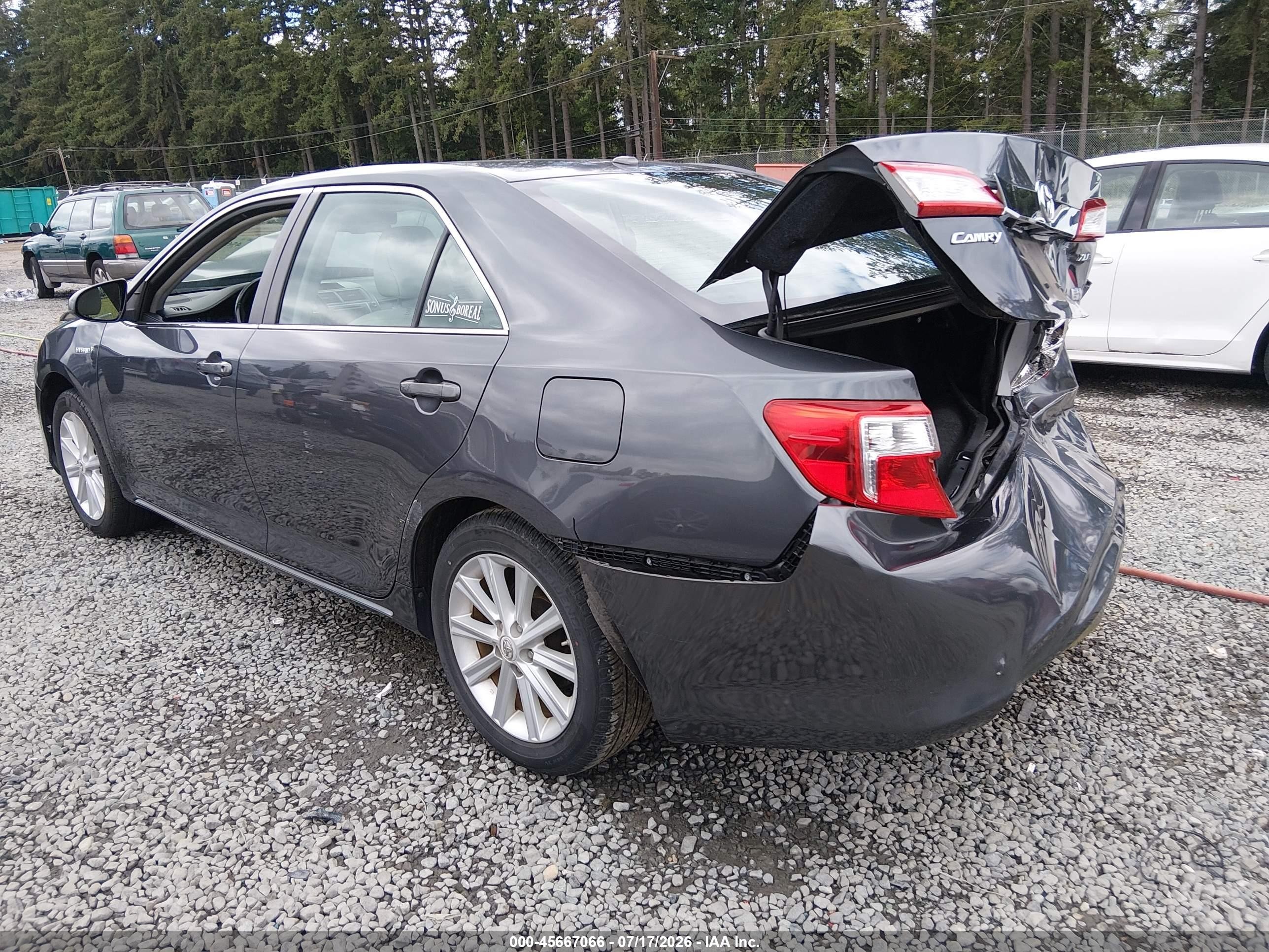 2012 Toyota Camry Hybrid Xle Серый vin: 4T1BD1FK6CU062958