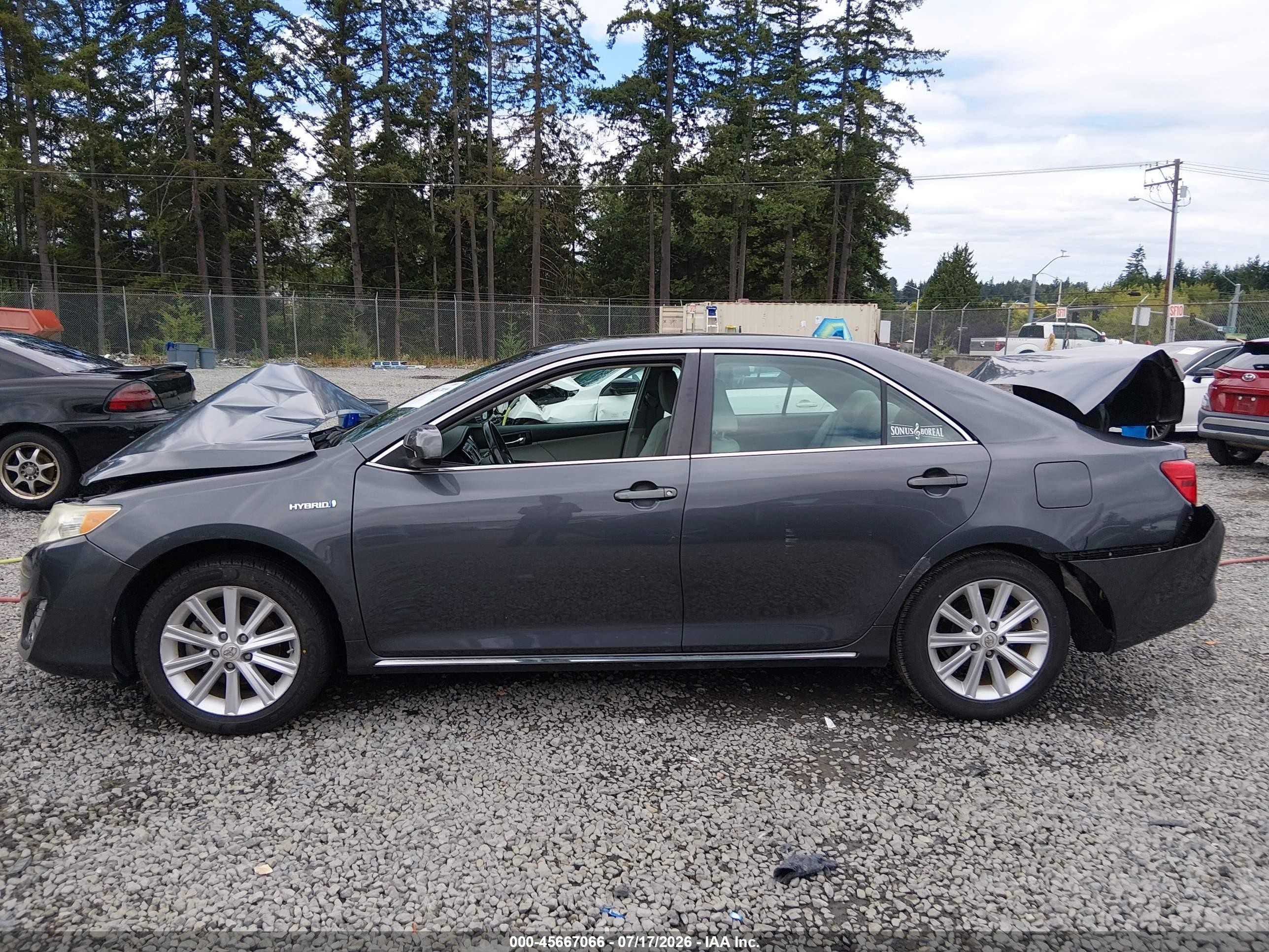 2012 Toyota Camry Hybrid Xle Серый vin: 4T1BD1FK6CU062958