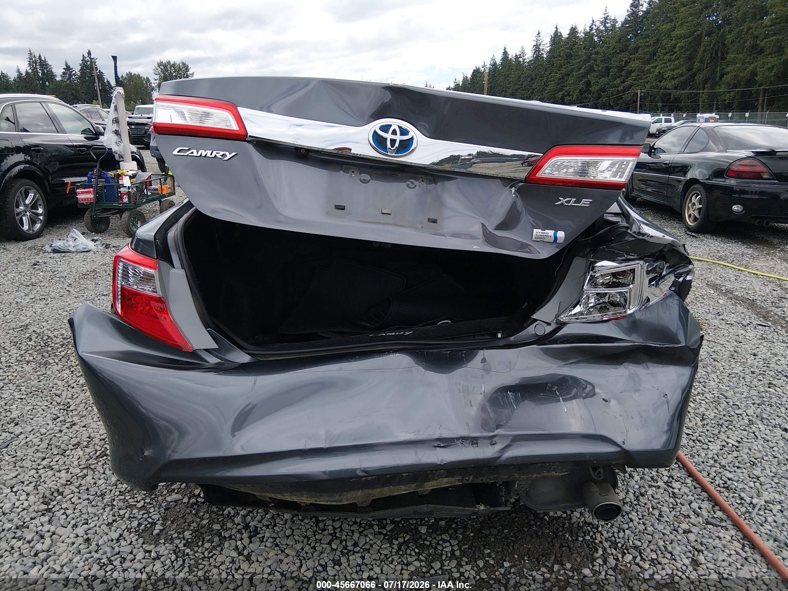 2012 Toyota Camry Hybrid Xle Серый vin: 4T1BD1FK6CU062958