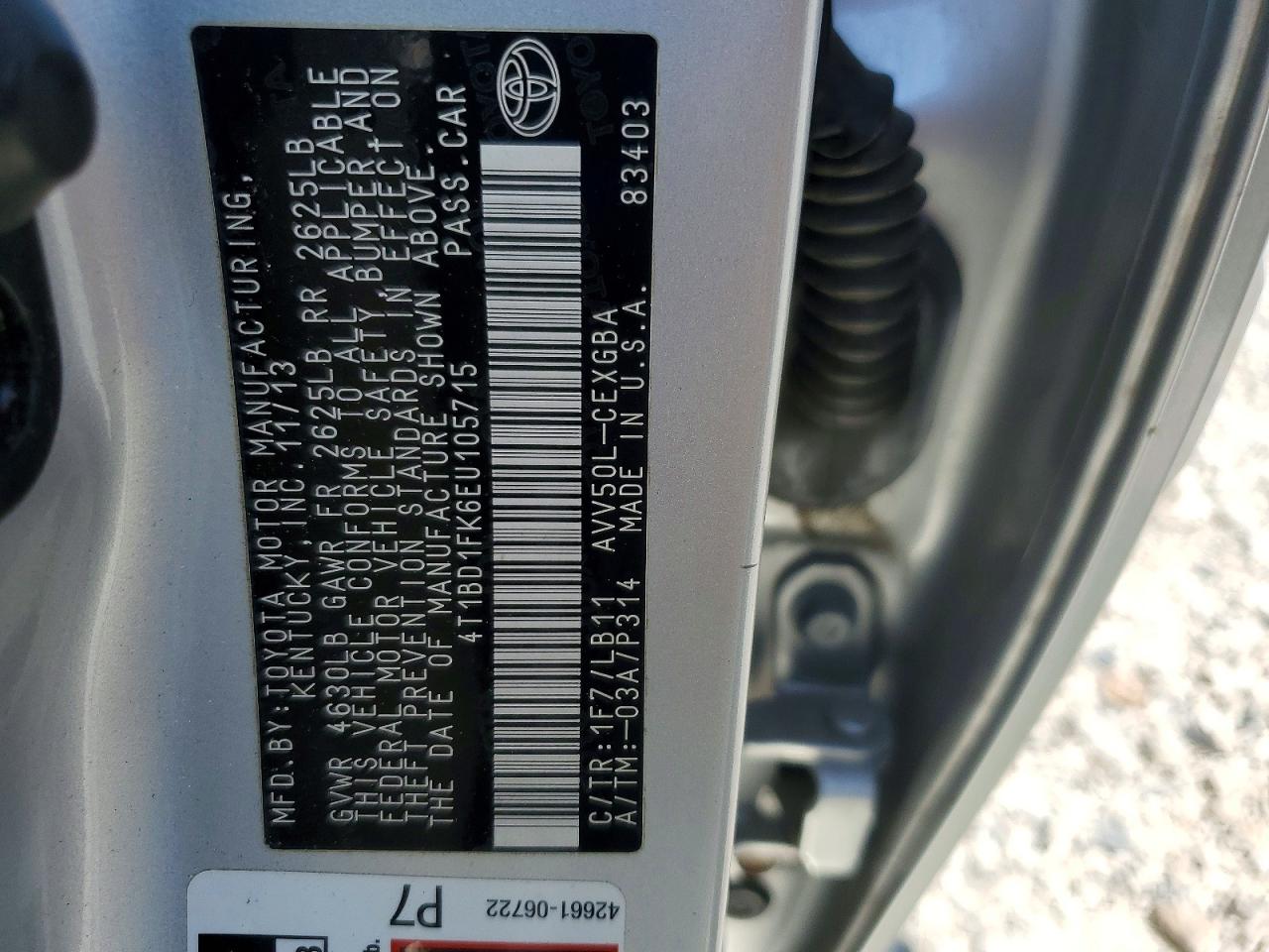 2014 Toyota Camry Hybrid Xle Silver vin: 4T1BD1FK6EU105715