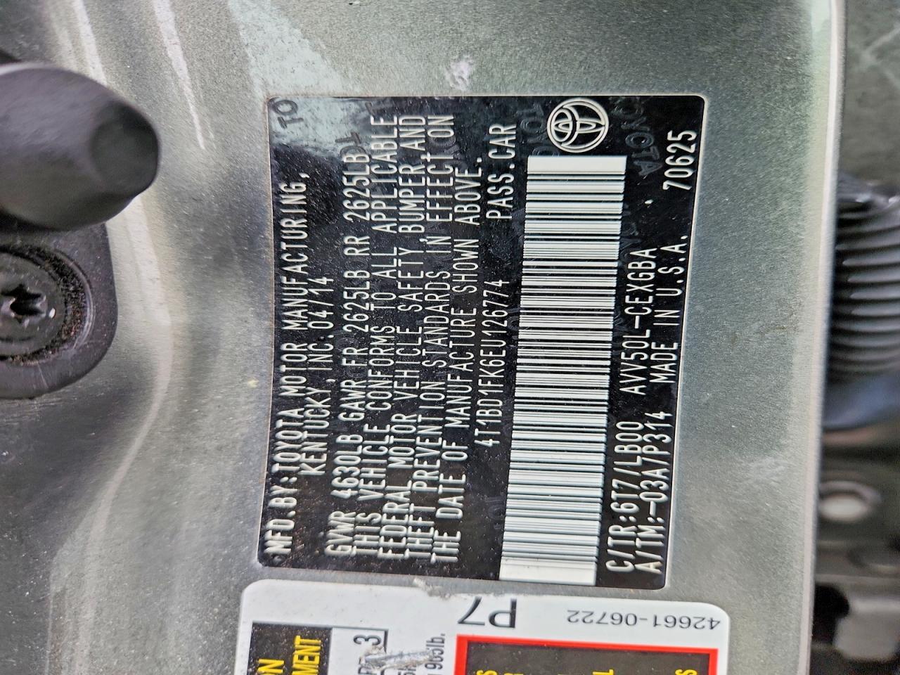 2014 Toyota Camry Hybrid Xle Gray vin: 4T1BD1FK6EU126774