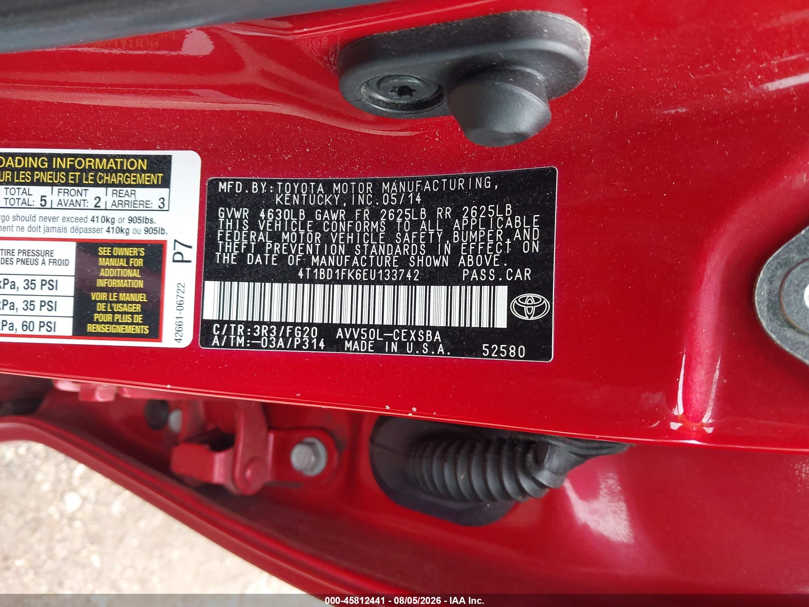2014 Toyota Camry Hybrid Se Limited Edition Red vin: 4T1BD1FK6EU133742
