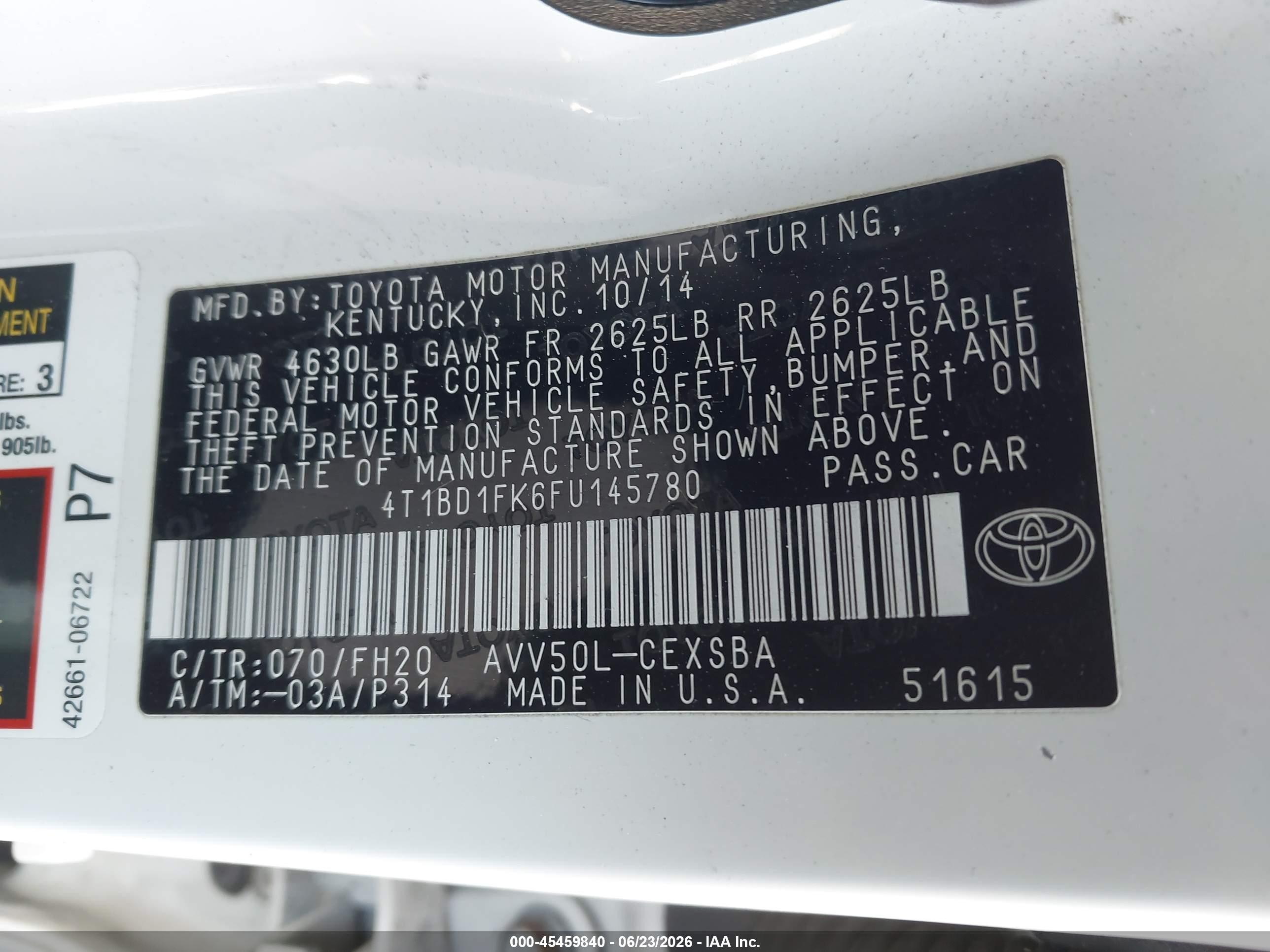 2015 Toyota Camry Hybrid Se White vin: 4T1BD1FK6FU145780