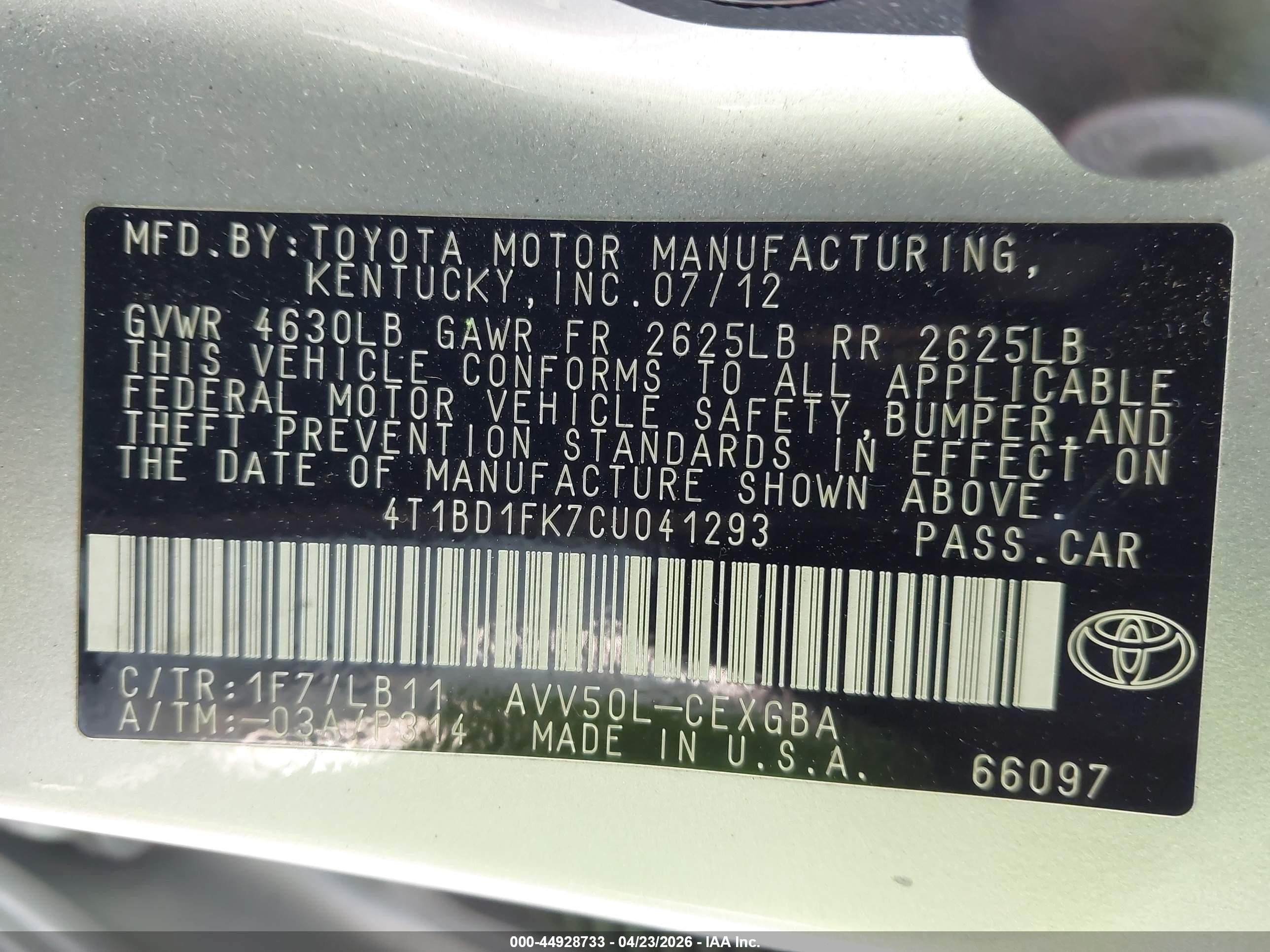 2012 Toyota Camry Hybrid Xle Silver vin: 4T1BD1FK7CU041293
