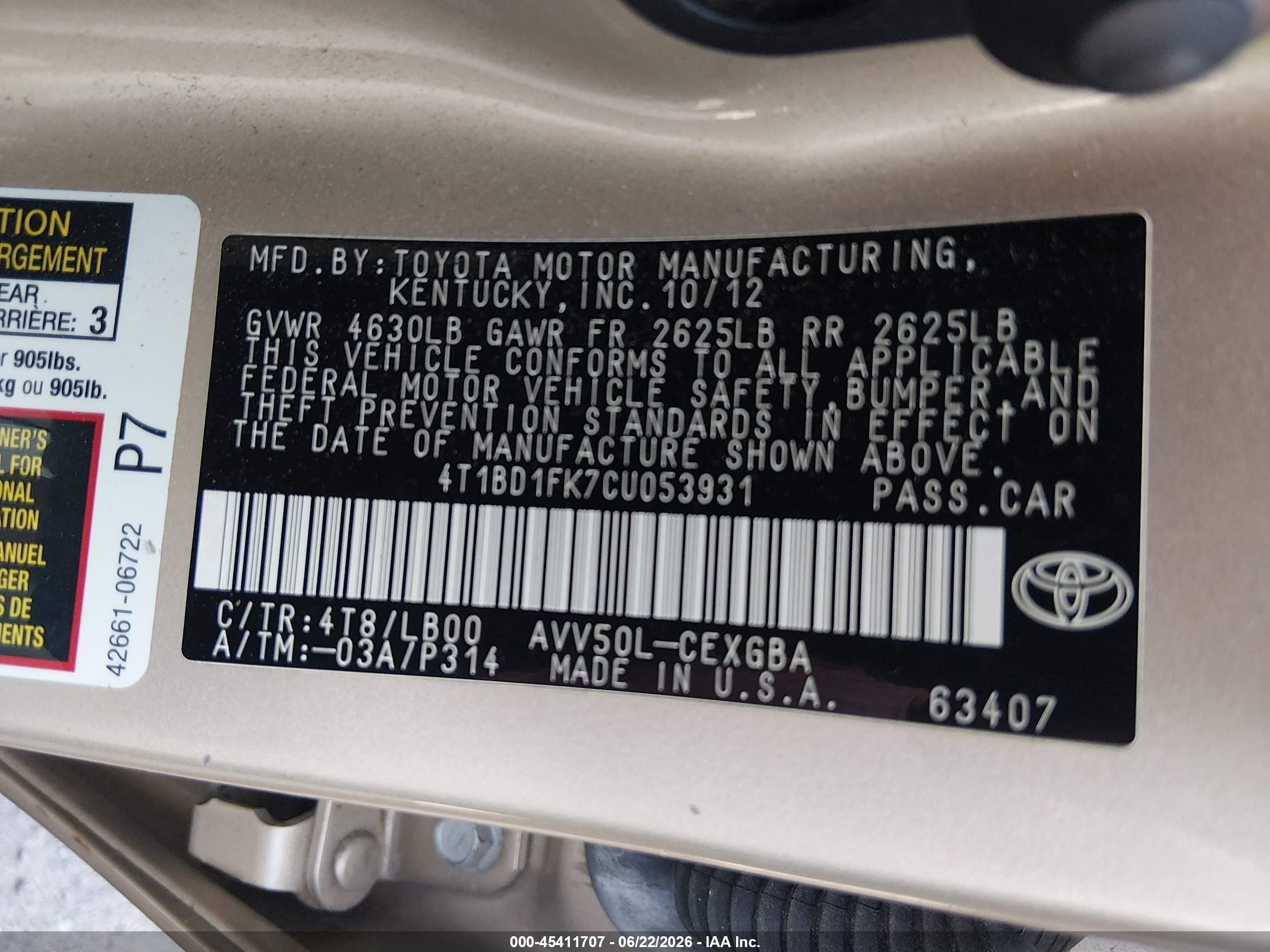 2012 Toyota Camry Hybrid Xle Champagne vin: 4T1BD1FK7CU053931