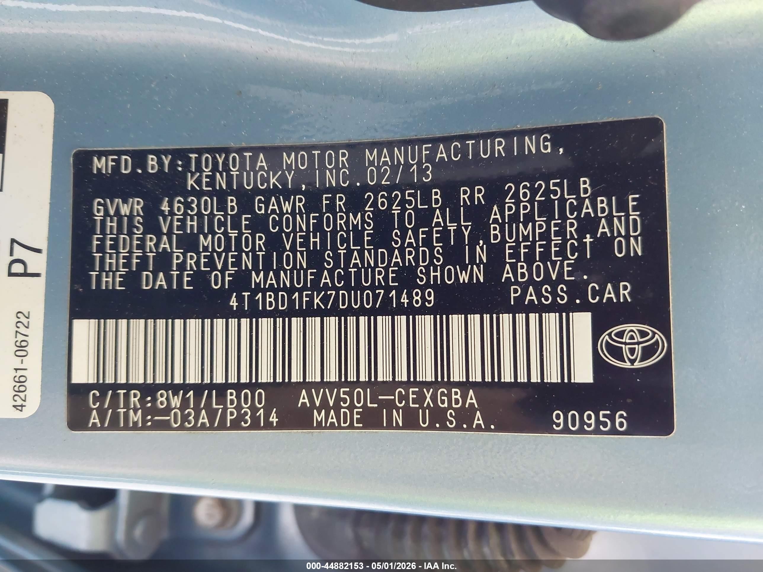 2013 Toyota Camry Hybrid Xle Blue vin: 4T1BD1FK7DU071489