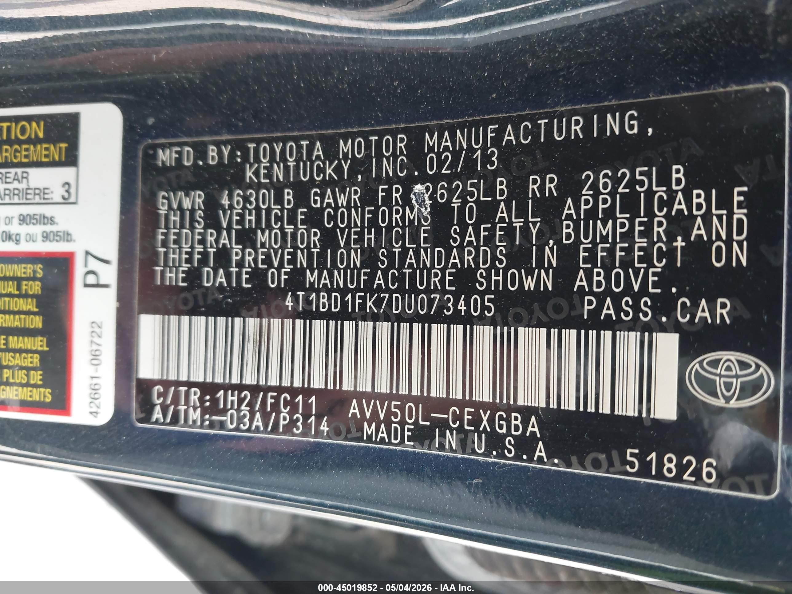 2013 Toyota Camry Hybrid Xle Black vin: 4T1BD1FK7DU073405