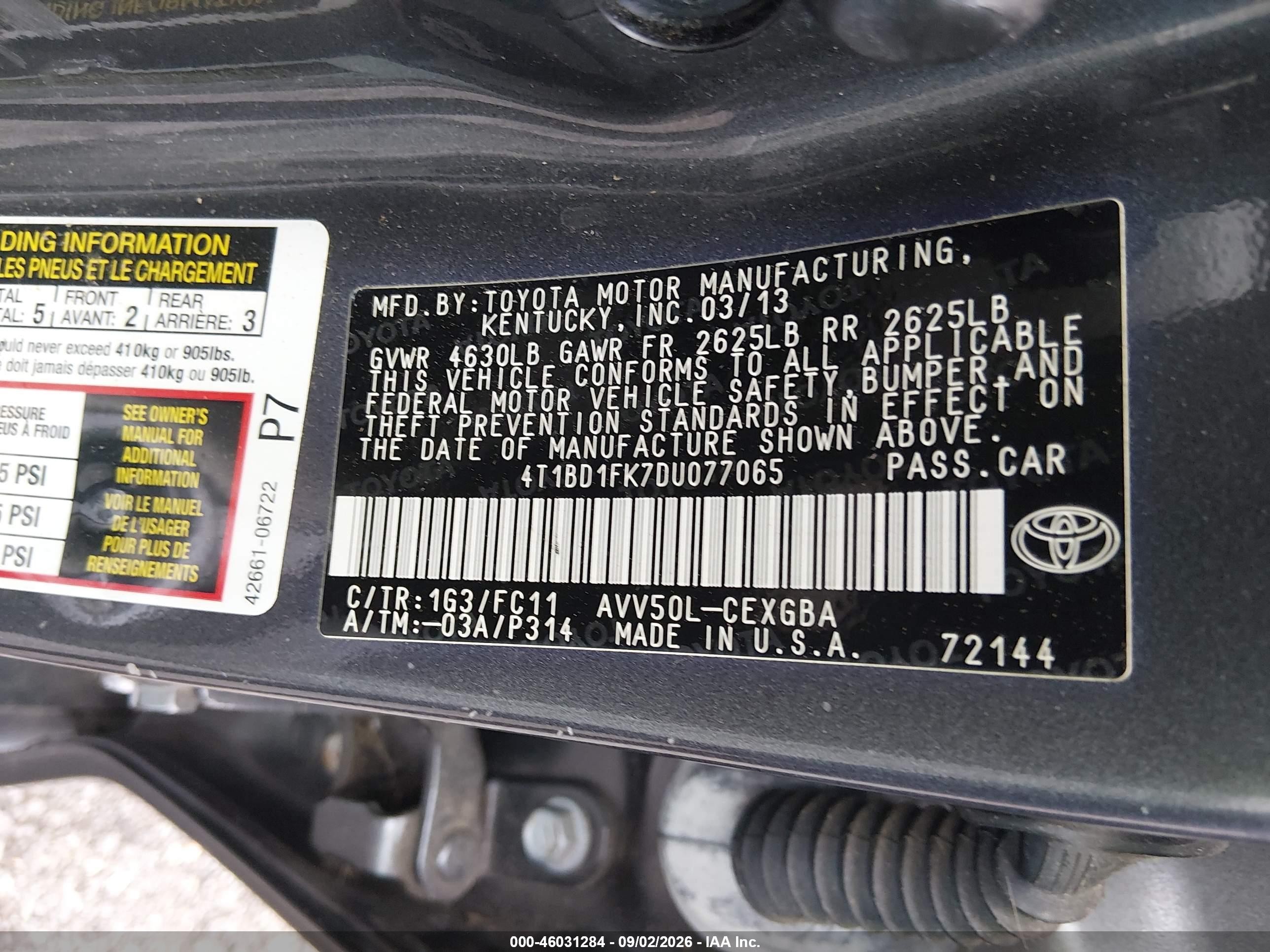 2013 Toyota Camry Hybrid Xle Серый vin: 4T1BD1FK7DU077065